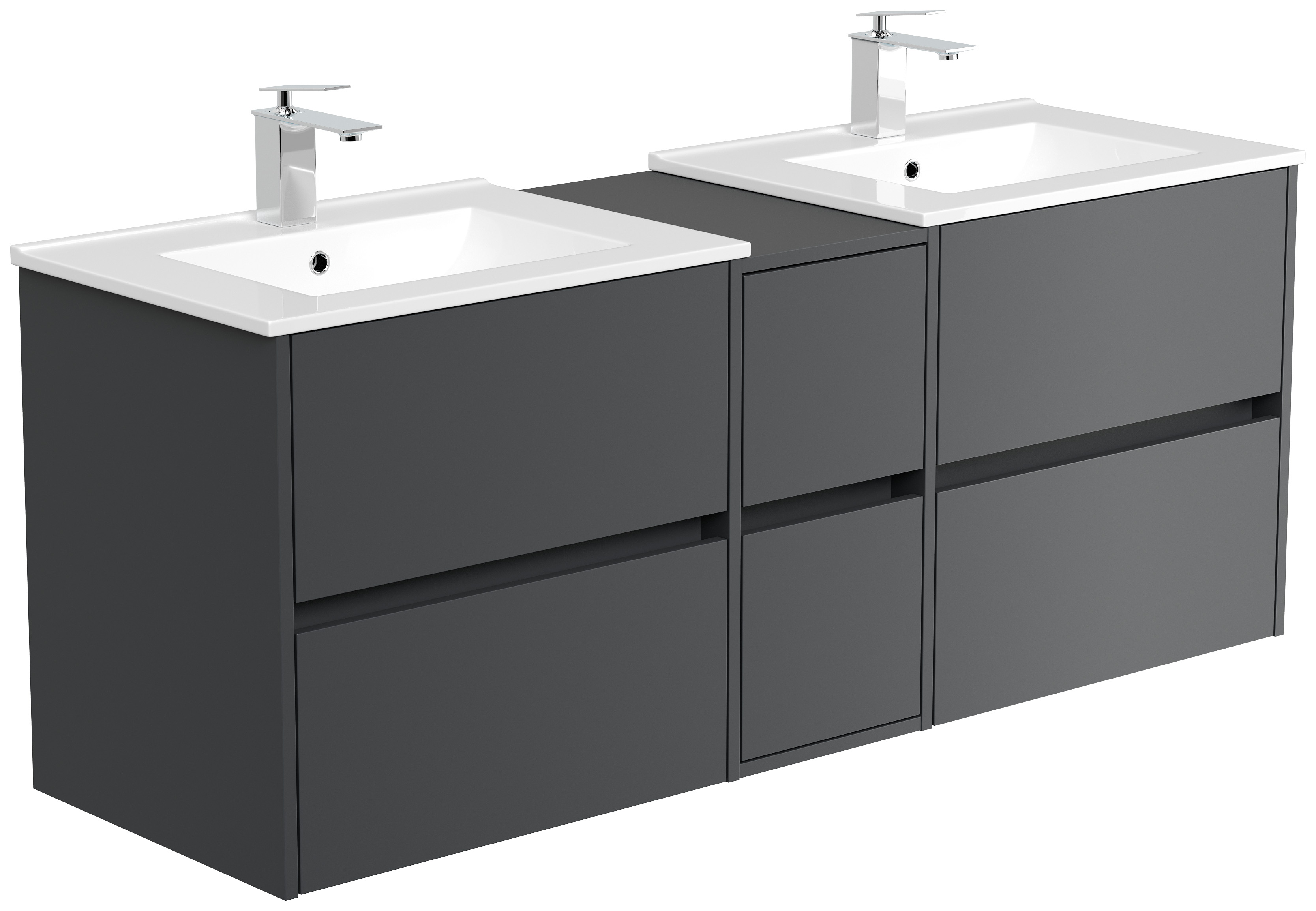 Badmöbelset Taifun 150cm 4tlg mit 2x Spiegelschrank & Seitenschrank grafit