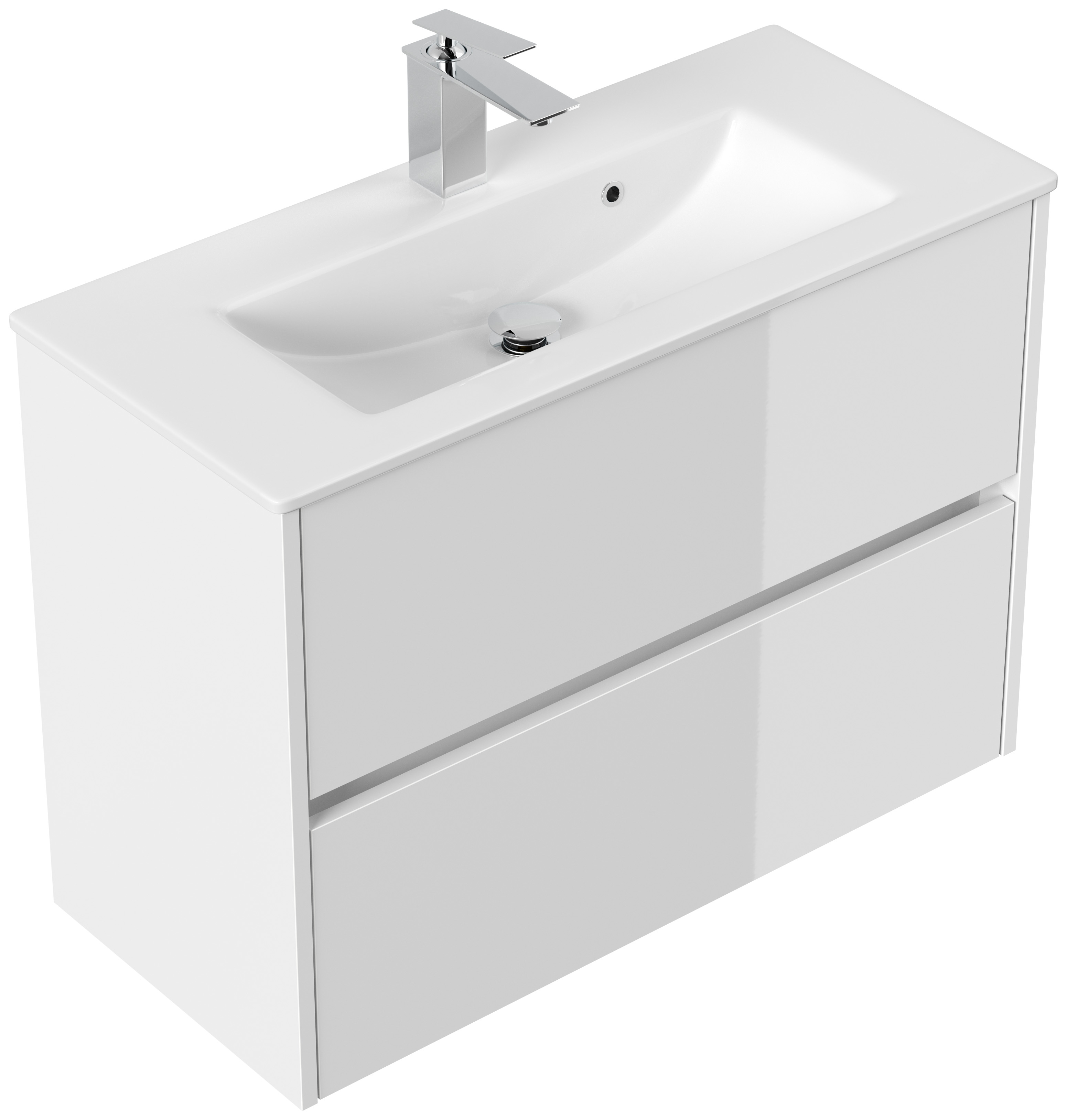 Badmöbel Set Taifun Slimline 80cm & LED Spiegel weiß Hgl