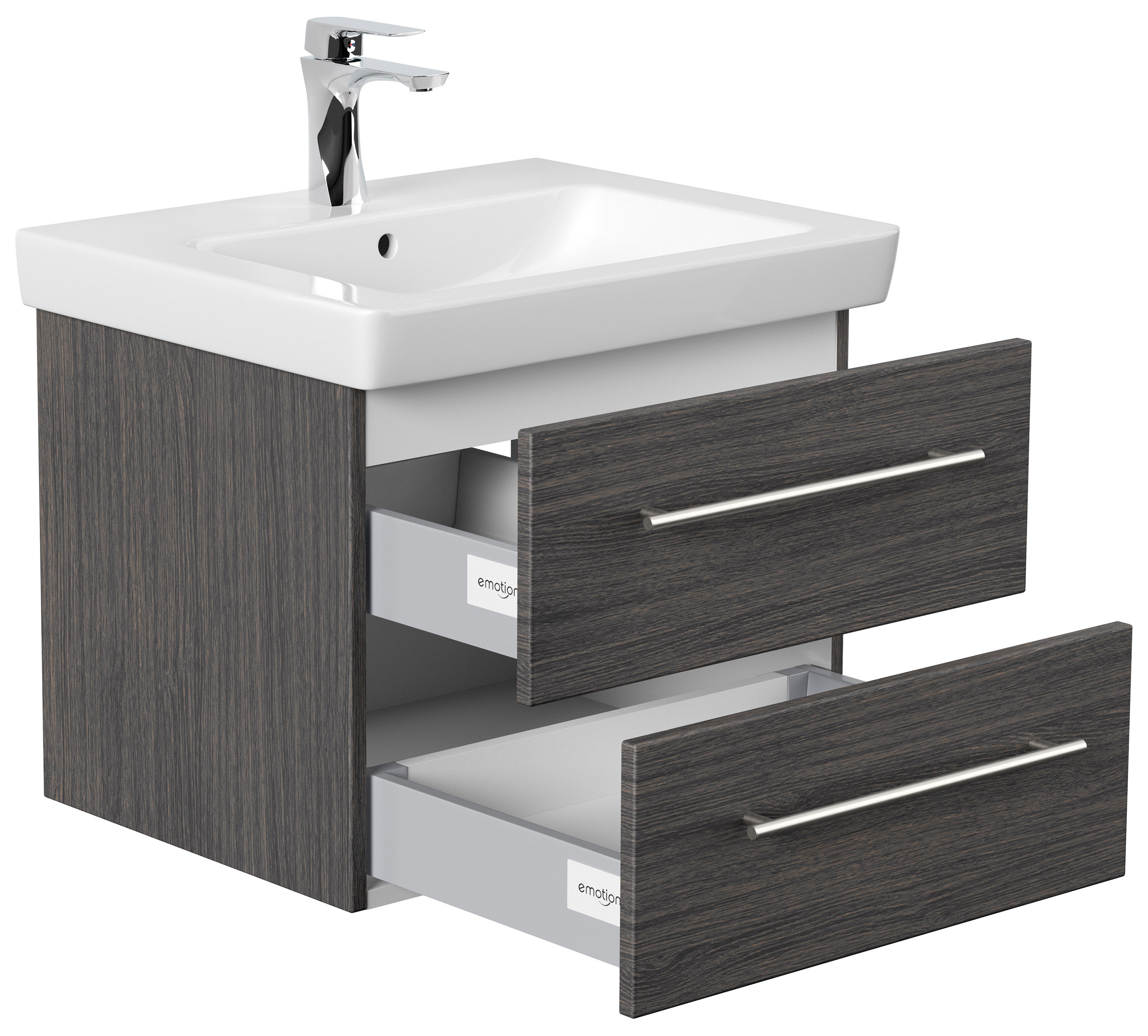 Badmöbel mit Villeroy & Boch Subway 2.0 Waschbecken 60 cm anthrazit gemasert