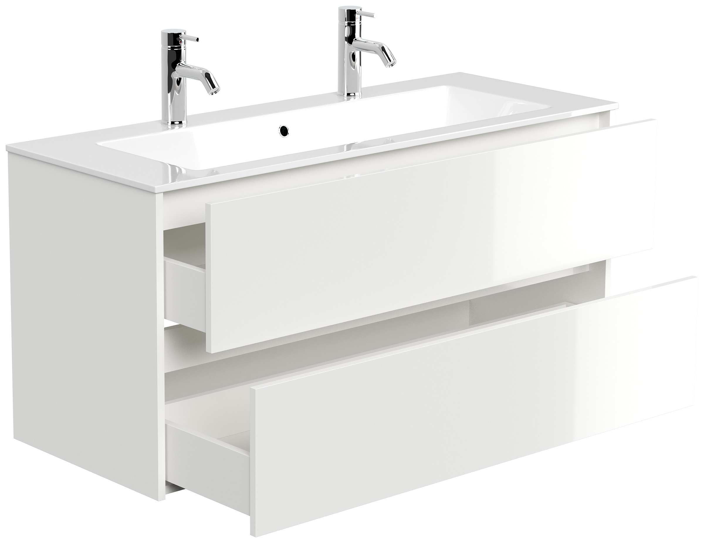Doppelbadmöbel Taifun & Waschtisch 120 cm 2 Greif SoftClose weiß Hgl