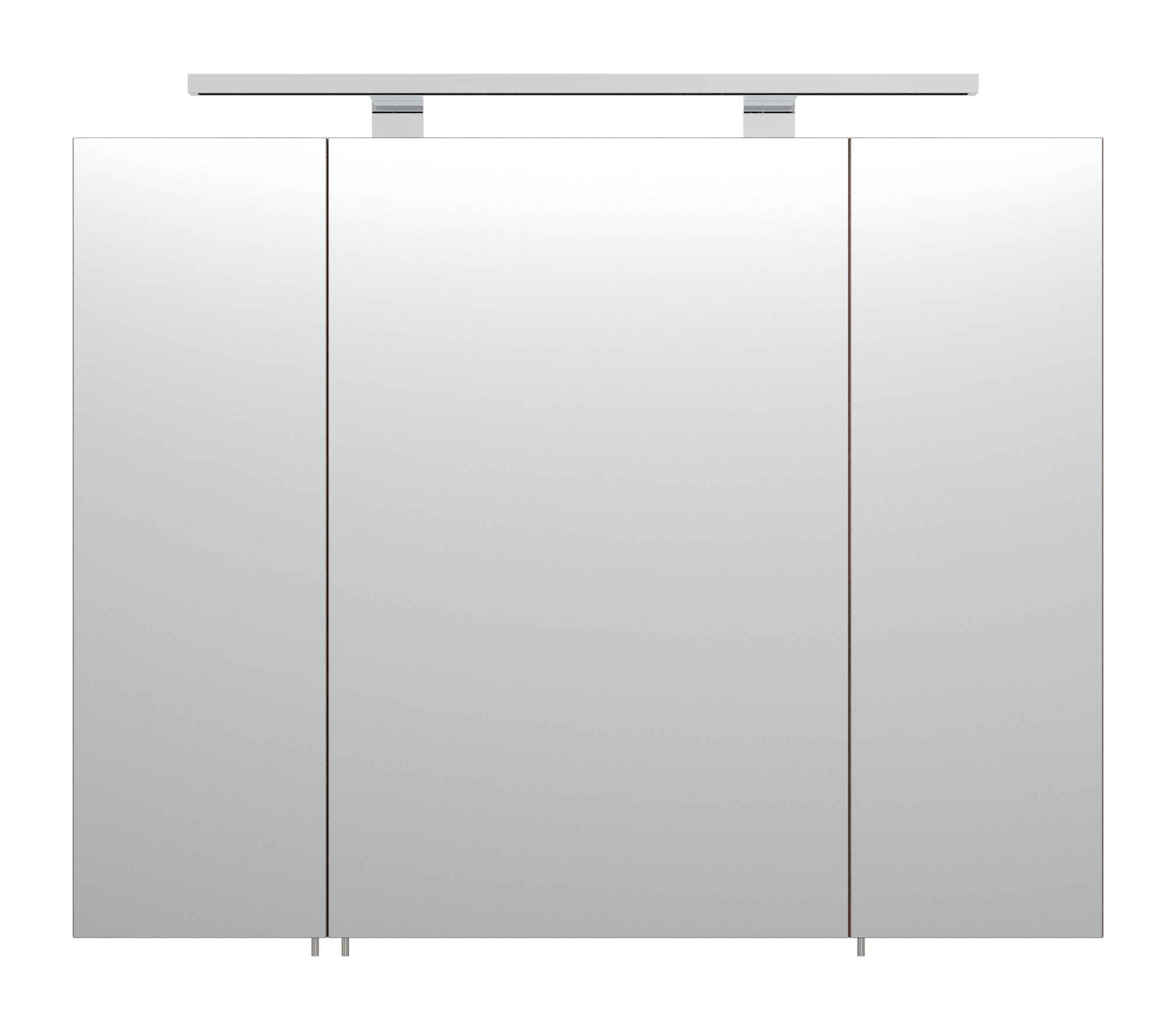 Spiegelschrank 80cm inkl. Design LED-Lampe und Glasböden walnuss