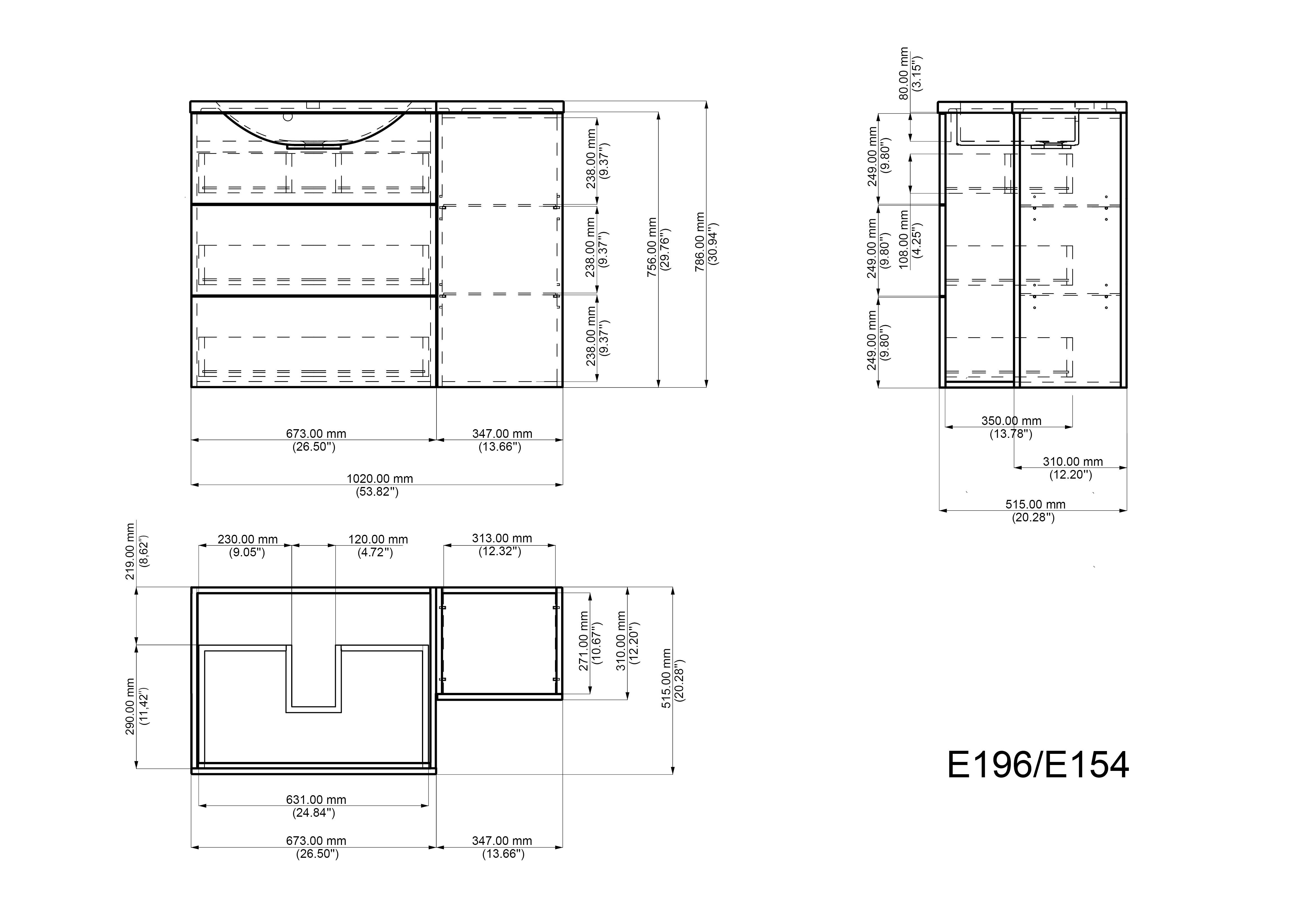 Badblock Elisa rechts inkl. LED-Spiegelschrank SoftClose beton