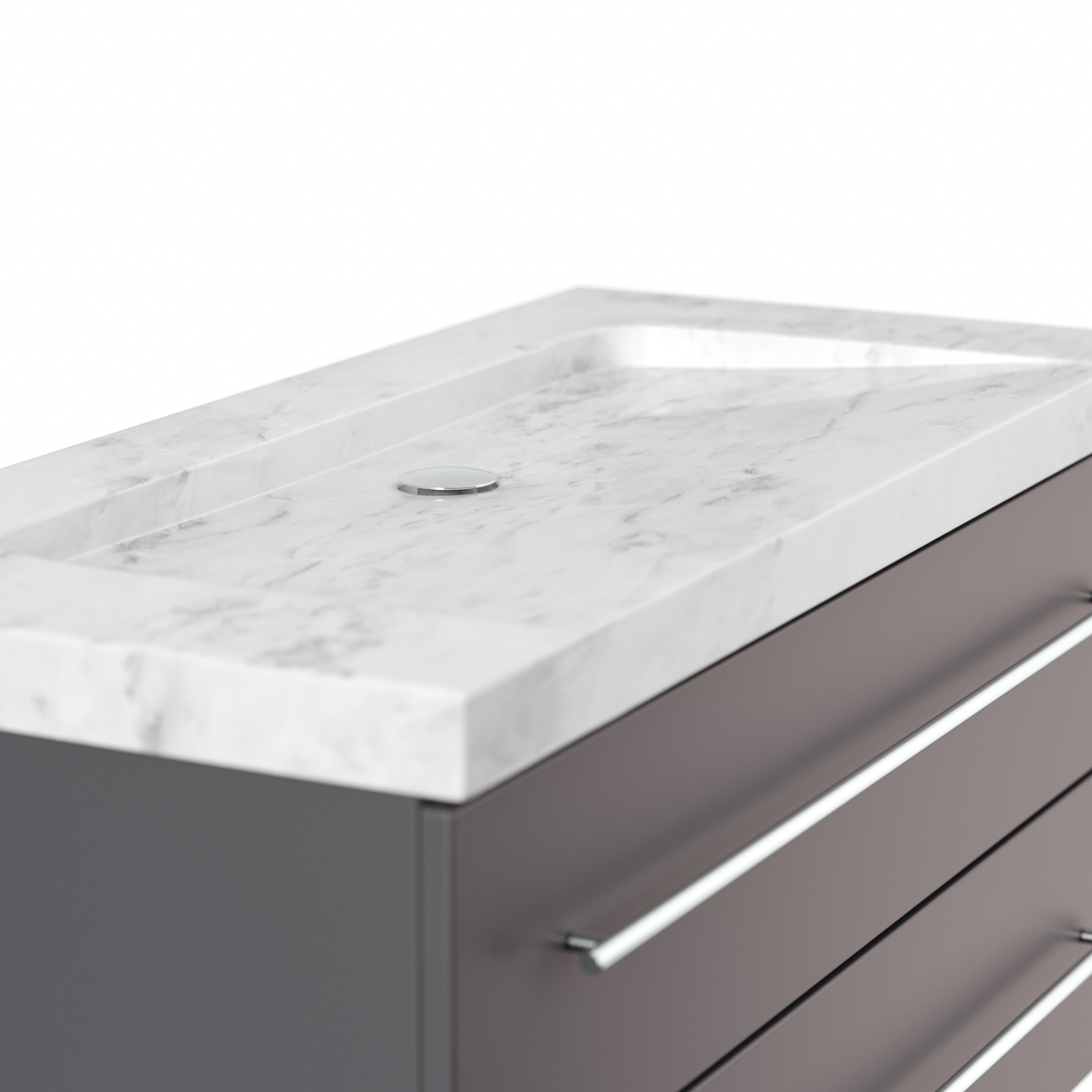Badmöbel Marmor Carrara White Damo 100 cm ohne Hahnloch SoftClose anthrazit
