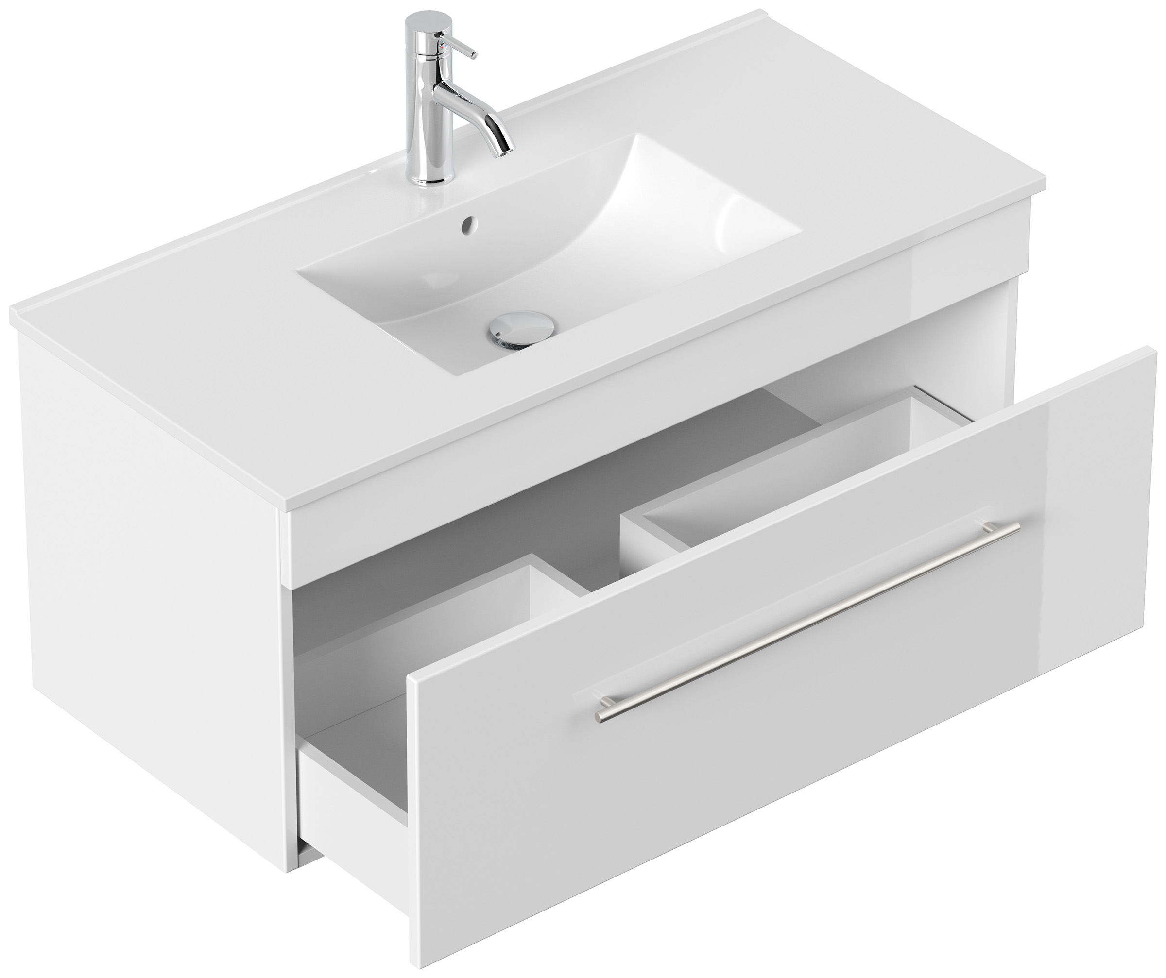 Badmöbel Linea 100cm SoftClose weiß hochglanz