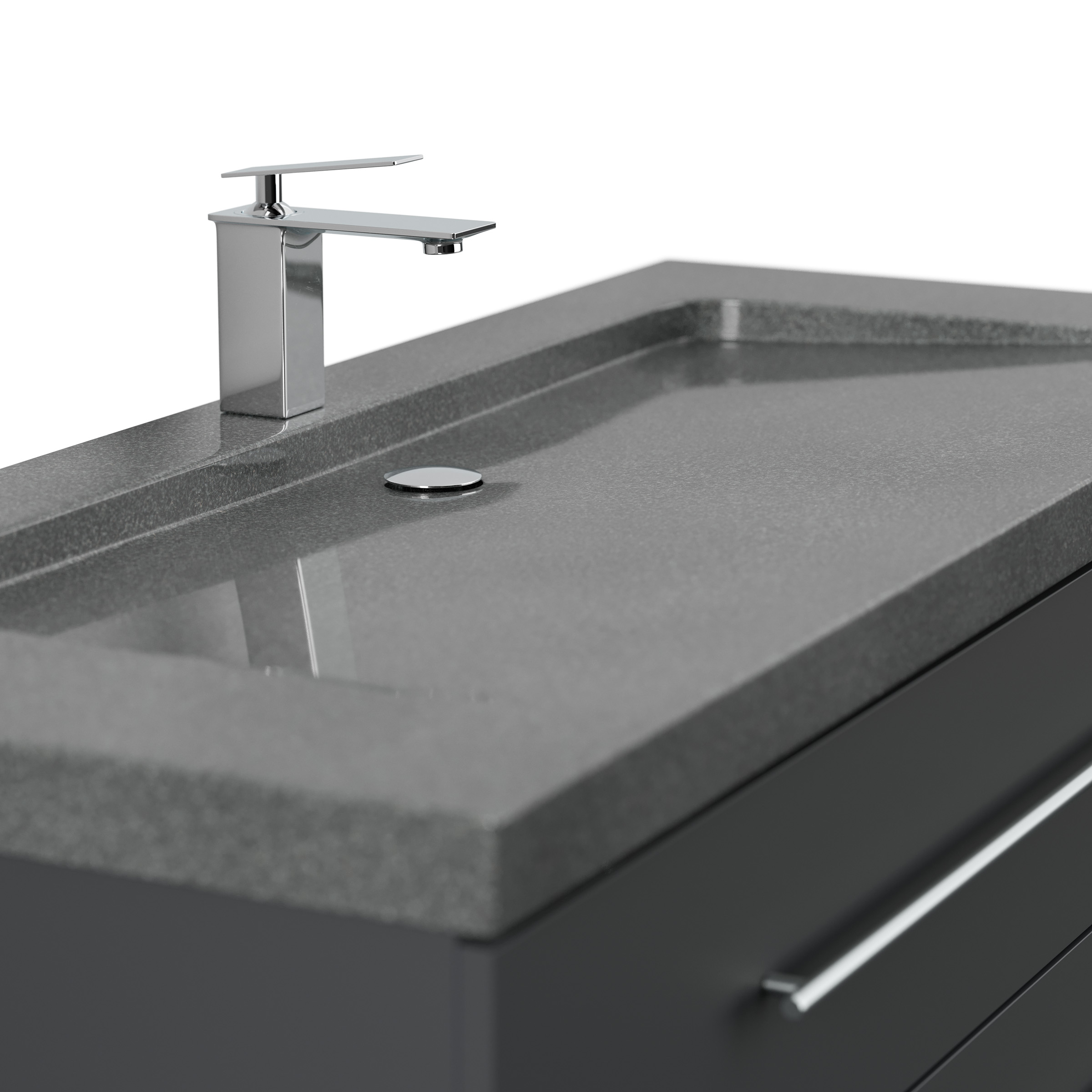 Badmöbel Granit G654 Damo 130 cm 1 Hahnloch SoftClose grafit