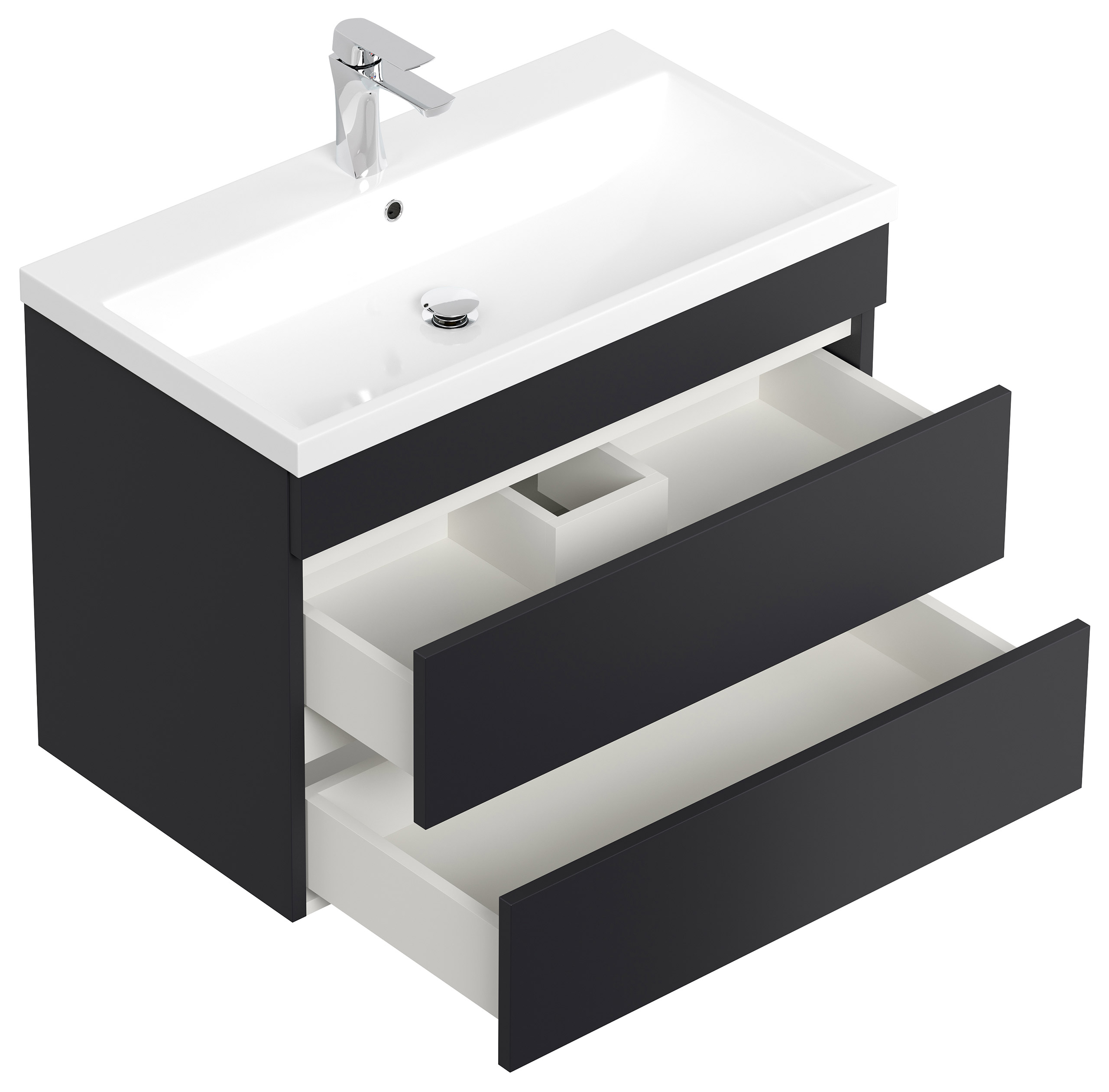 Badmöbel Zero 80cm Pianovo SoftTouch Graphit