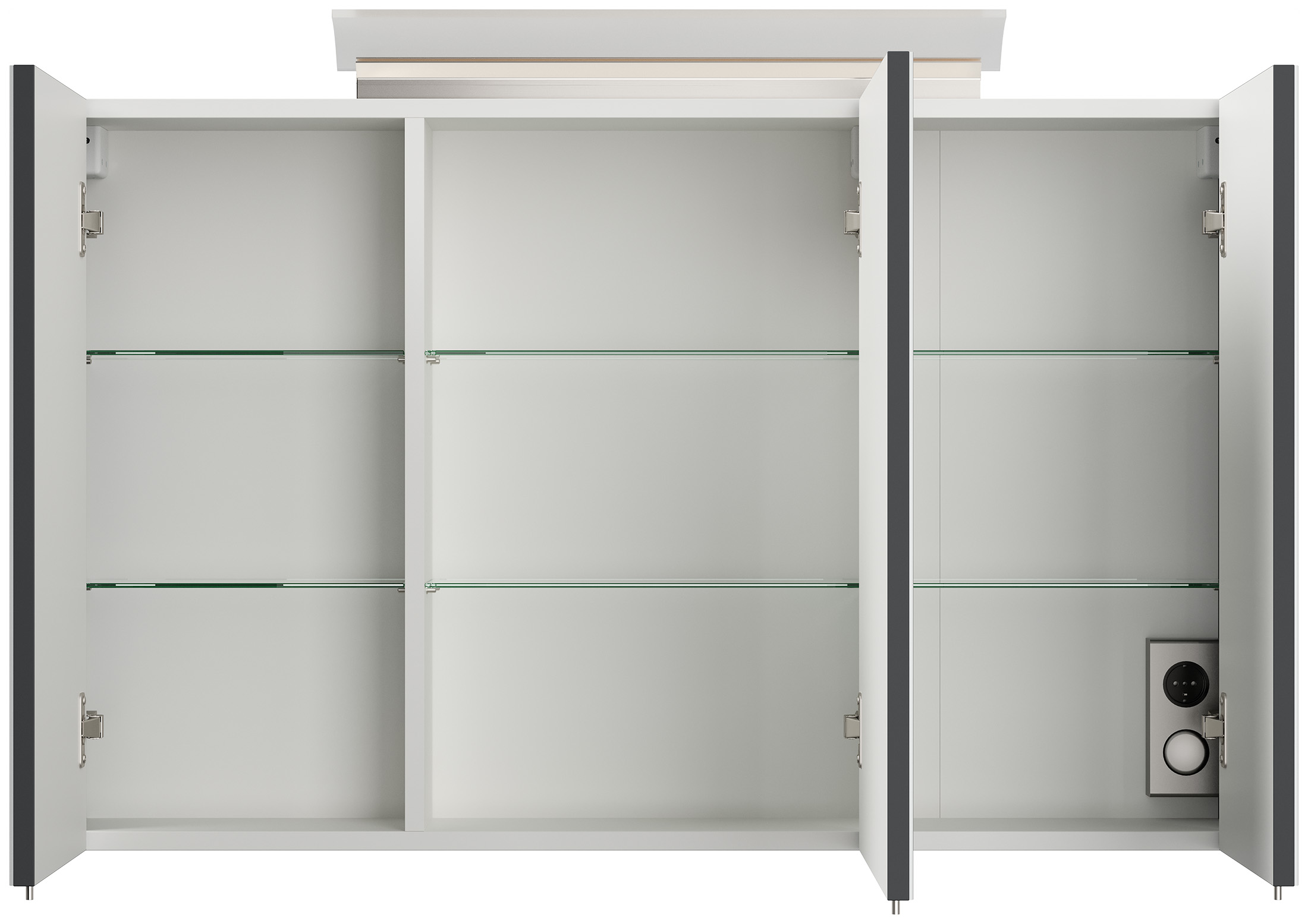Spiegelschrank 100cm inkl. Design LED-Lampe und Glasböden grafit