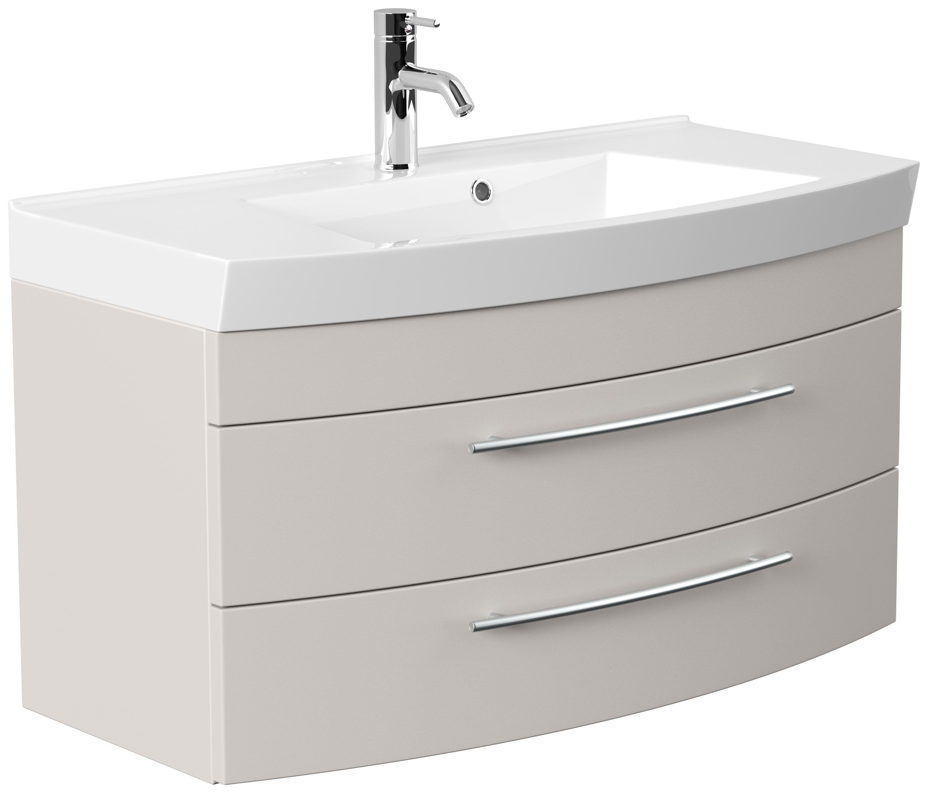 Badmöbel Bella 100 mit runder Front SoftClose lackiert weiss matt