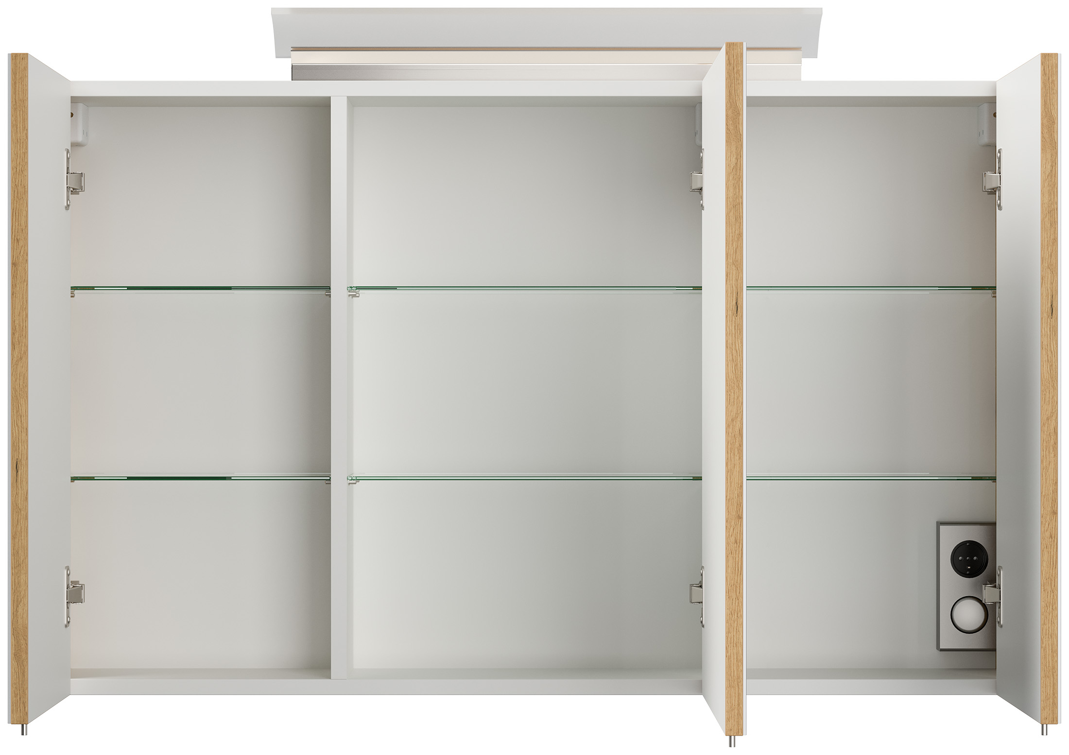 Badmöbel Set Firenze 100 3tlg. Spiegelschrank & Hochschrank eiche gold