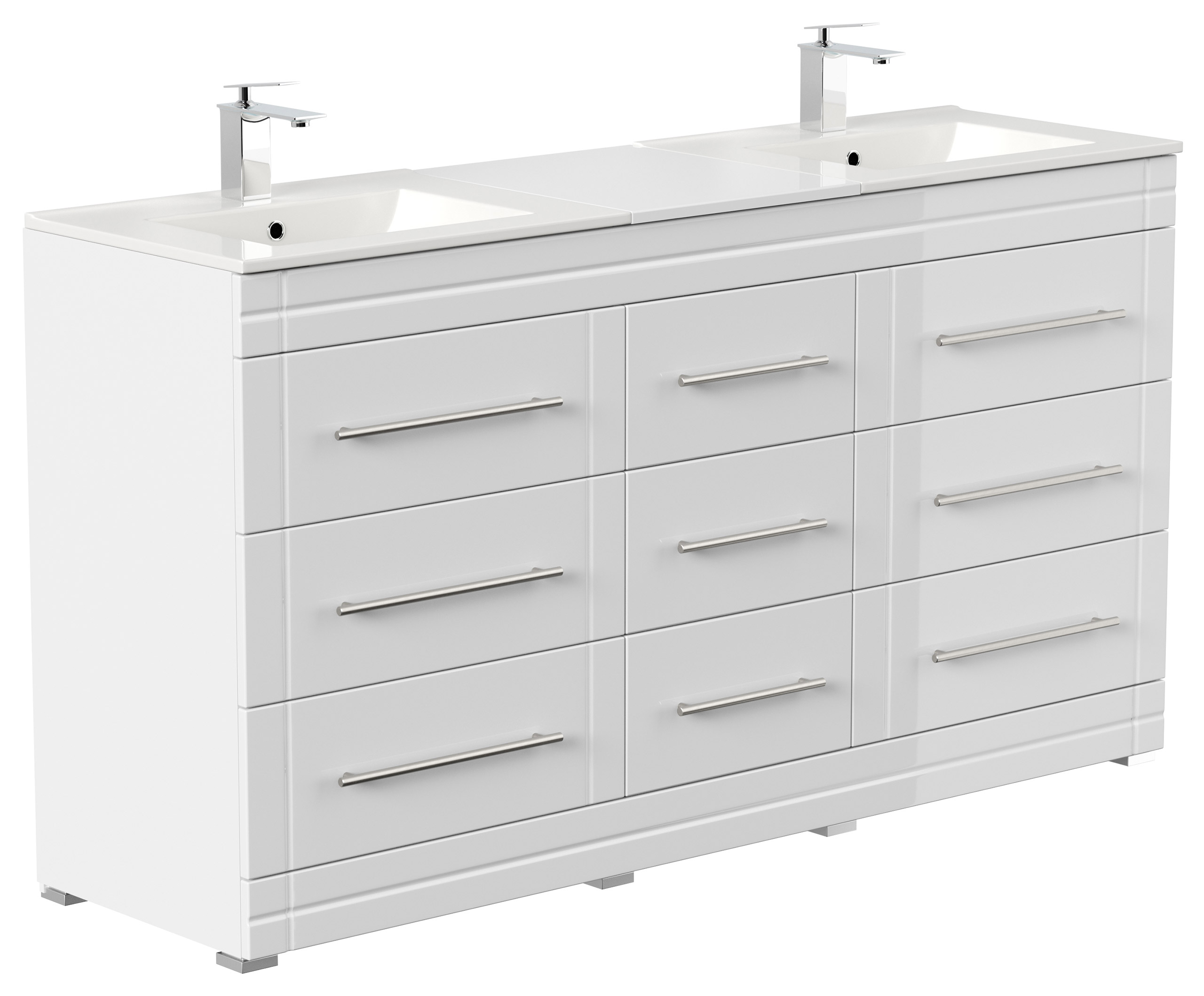 Stand Badmöbel Cosmo Modern SoftClose weiss hochglanz