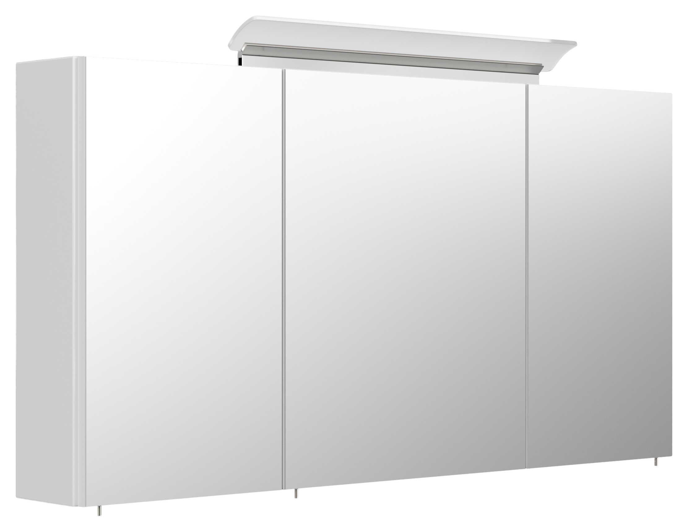 Spiegelschrank 120cm inkl. Design LED-Lampe und Glasböden weiss hochglanz