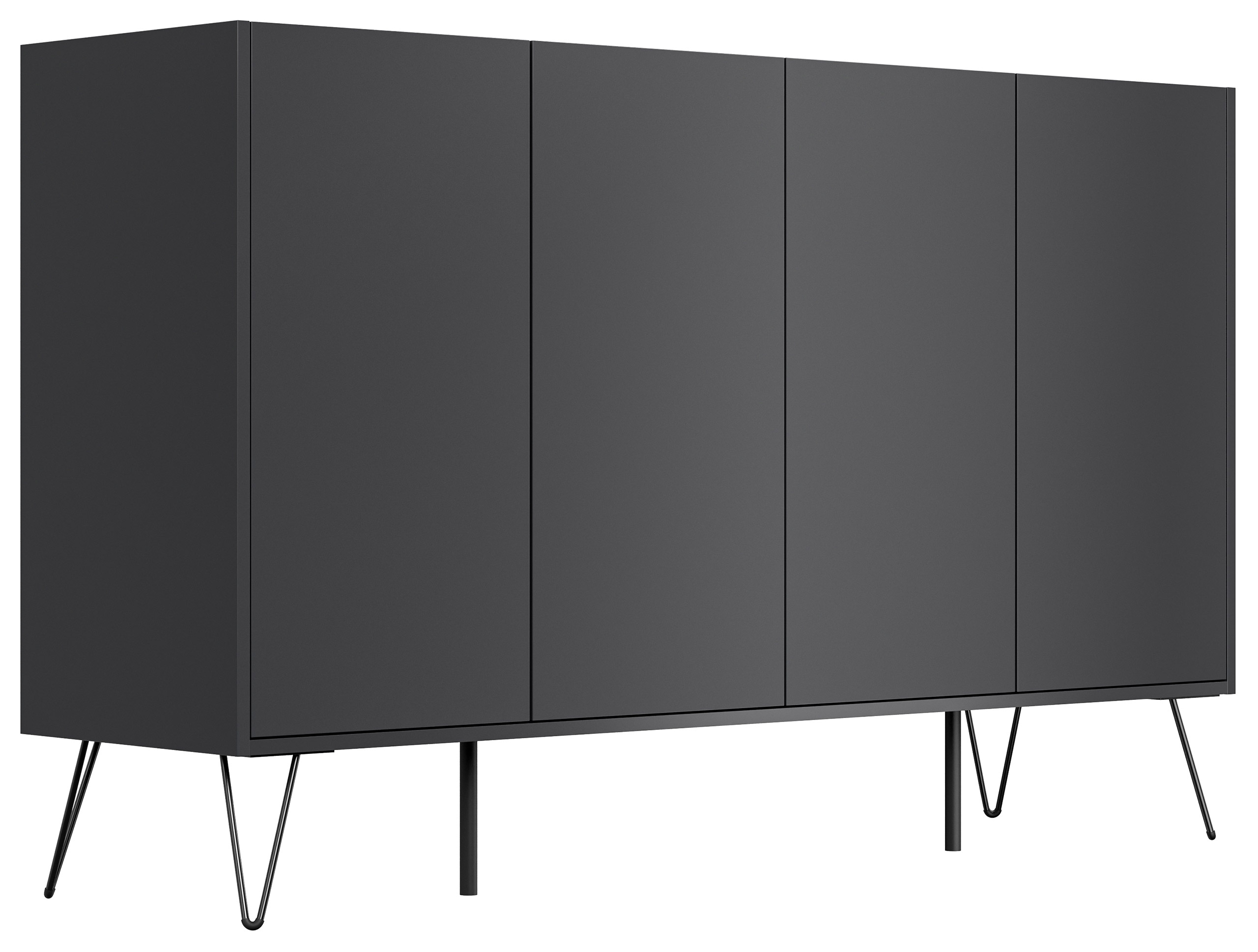 Design Sideboard Kommode Rana 155cm 4 Softclose Türen Grafit/Eiche Top