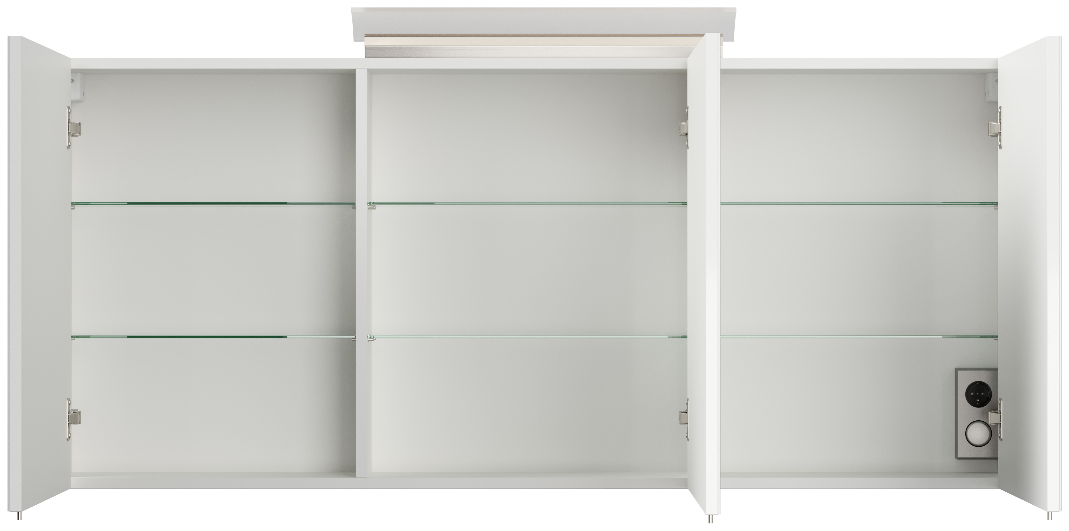 Badmöbelset Roma XL 4-teilig Spiegelschrank Hochschrank 3er Boxen weiss hgl