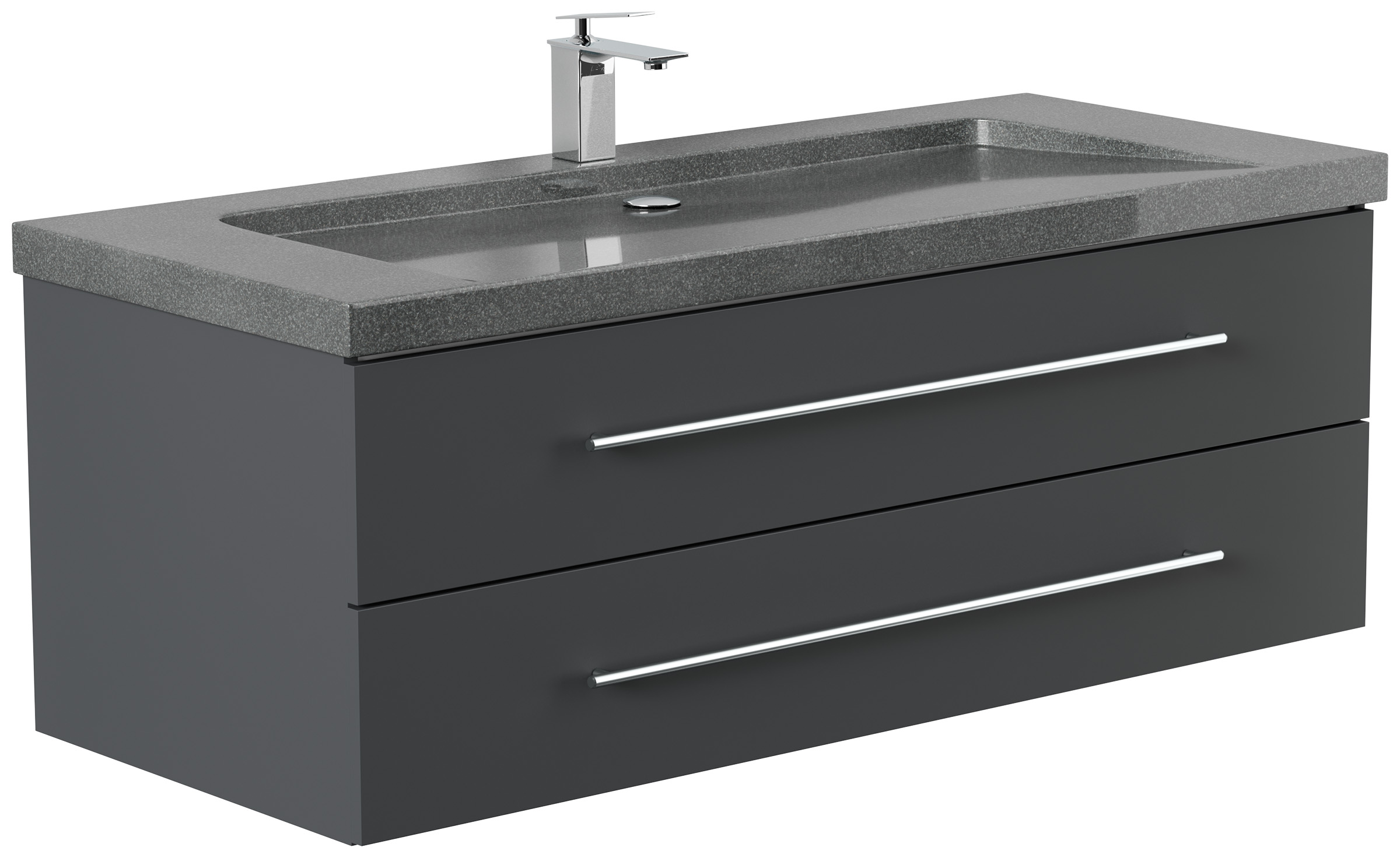 Badmöbel Granit G654 Damo 130 cm 1 Hahnloch SoftClose grafit
