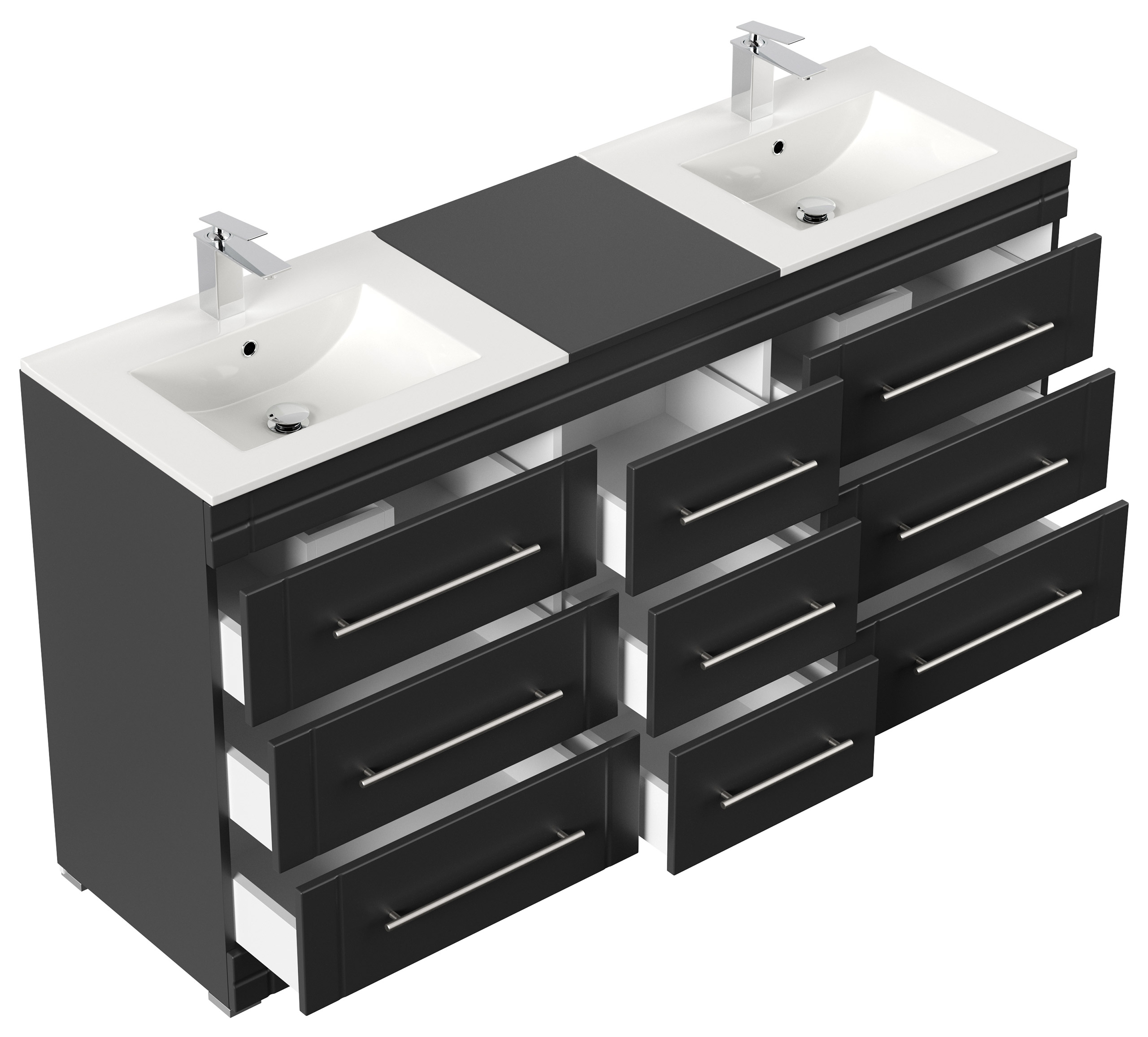Stand Badmöbel Cosmo Modern SoftClose schwarz