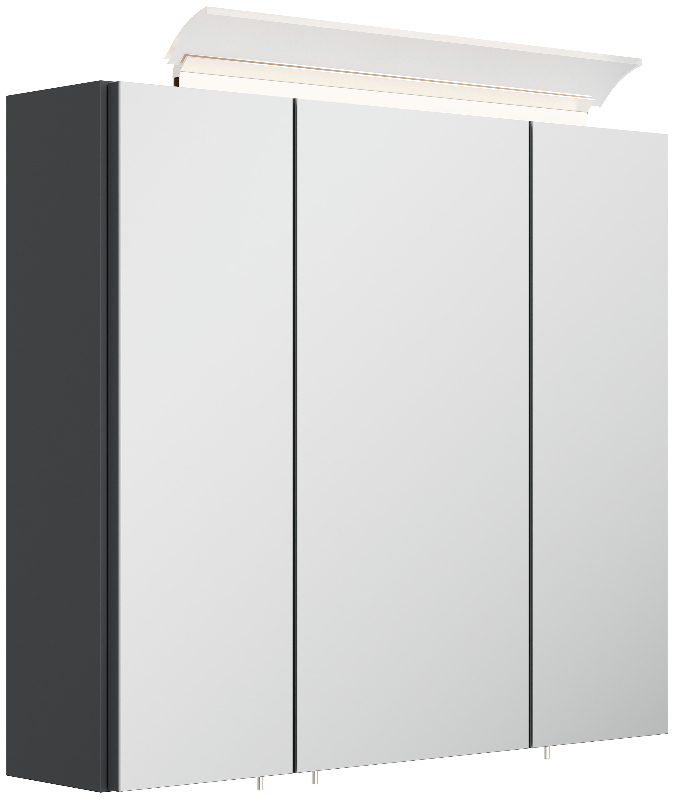 Spiegelschrank 70cm inkl. Design LED-Lampe und Glasböden grafit