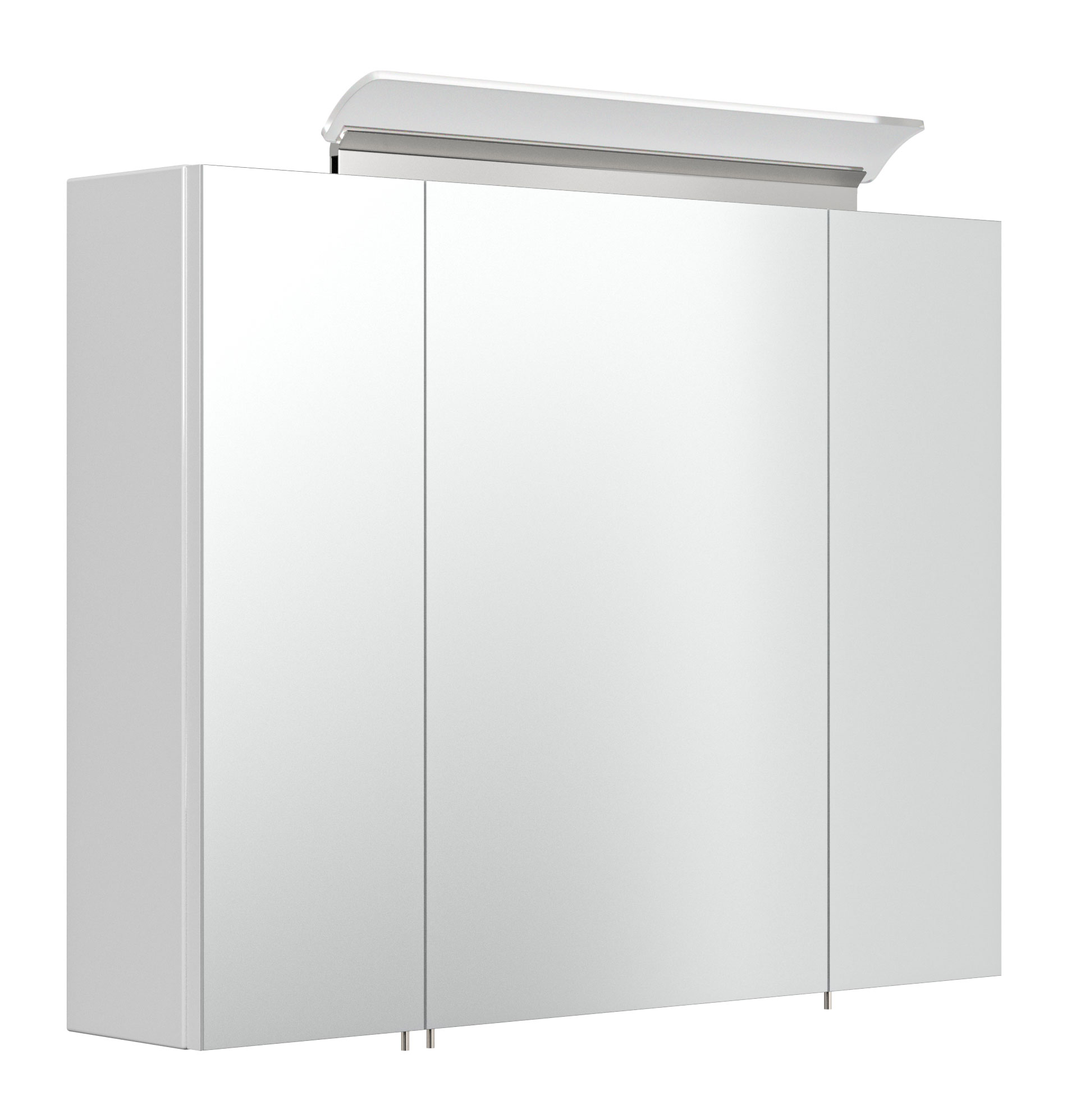 Spiegelschrank 80cm inkl. Design LED-Lampe und Glasböden weiss hochglanz