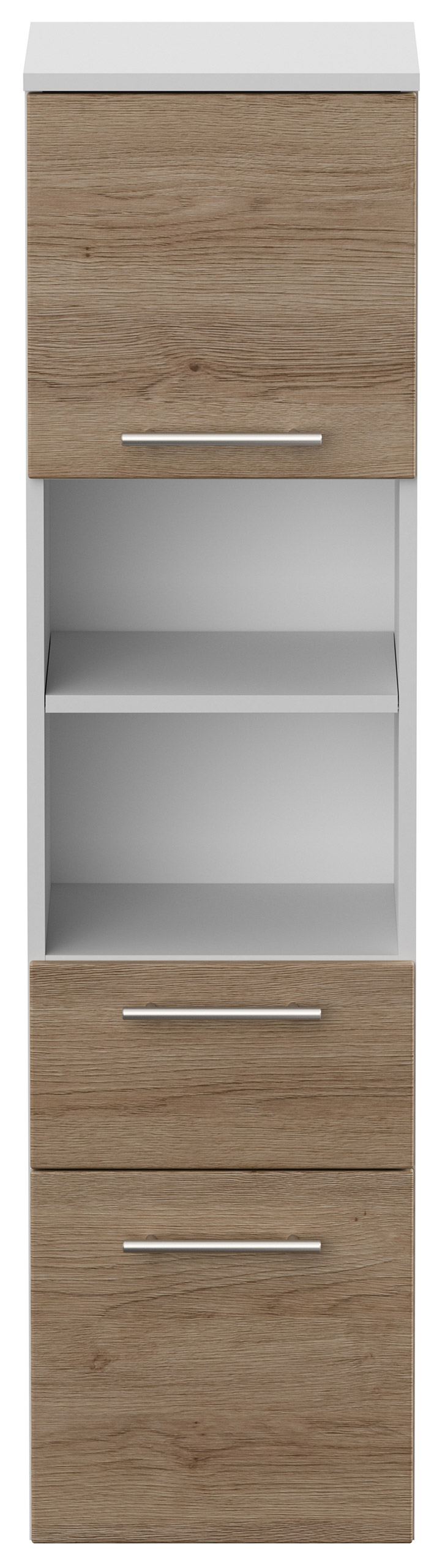 Hochschrank SANTINI 135cm weiss matt mit Fronten in eiche hell