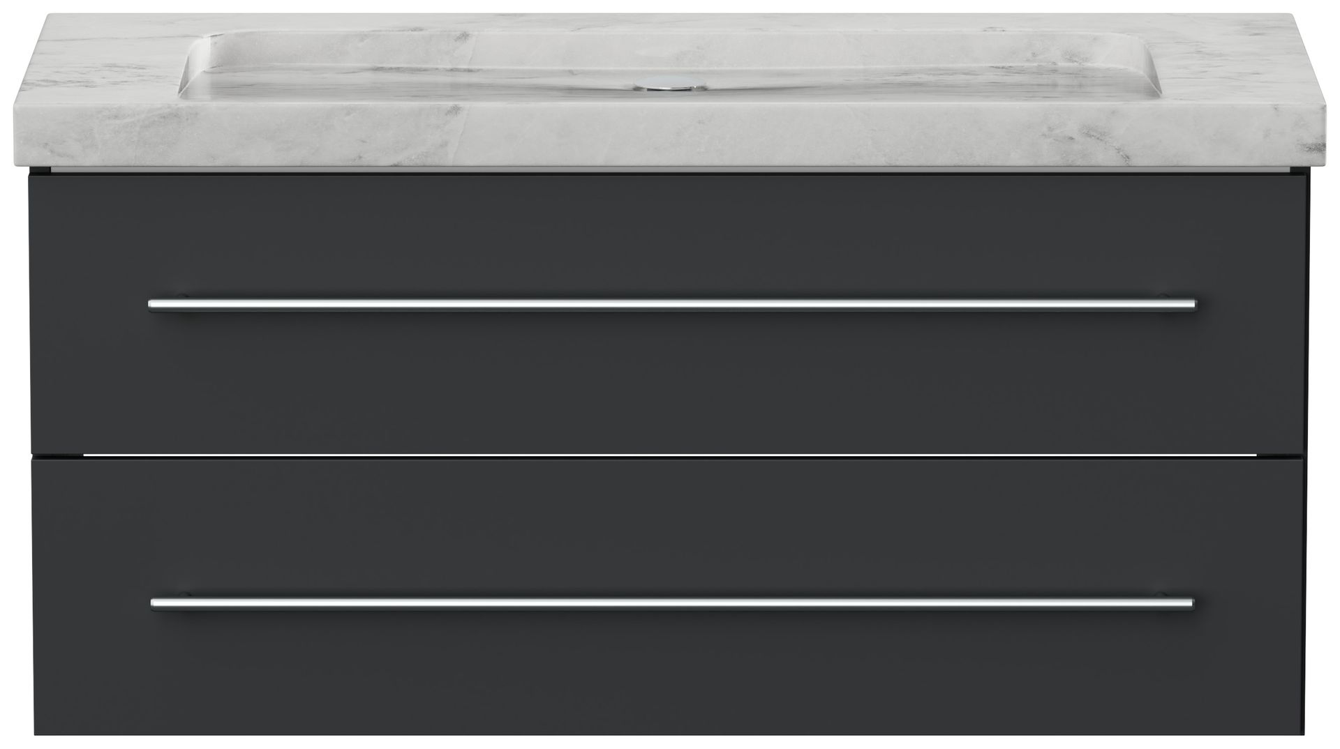 Badmöbel Marmor Carrara White Damo 100 cm ohne Hahnloch SoftClose grafit