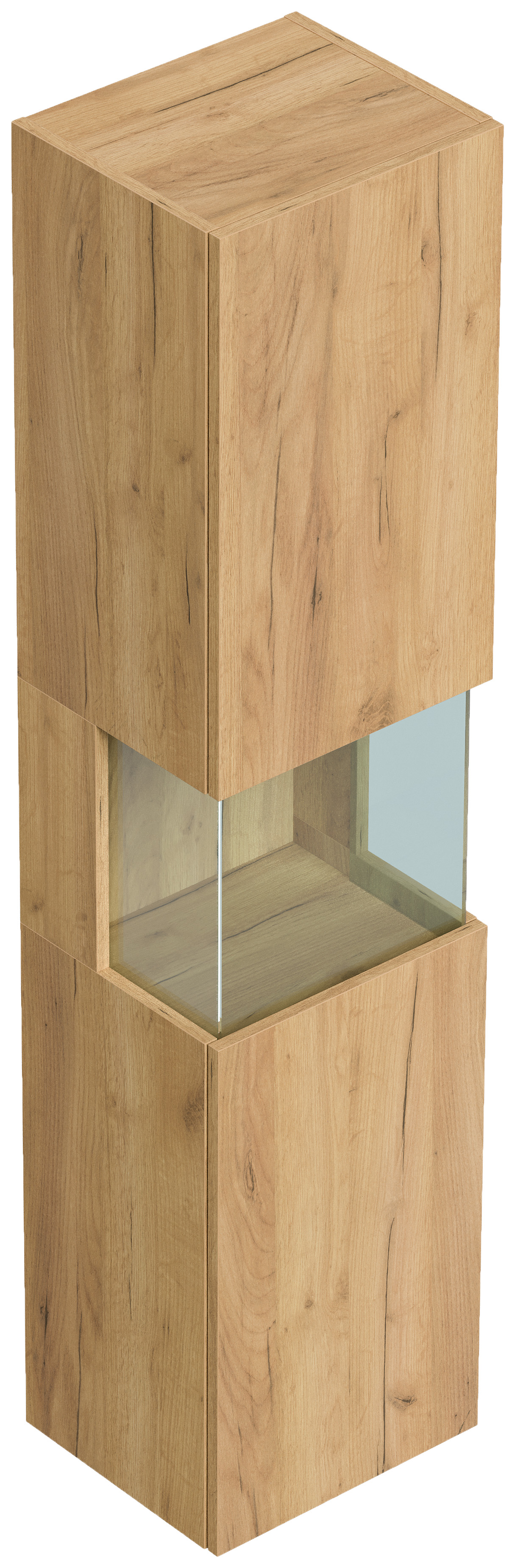 Design Badschrank Hochschrank 150cm  Softclose Taifun Glaselement eiche gold