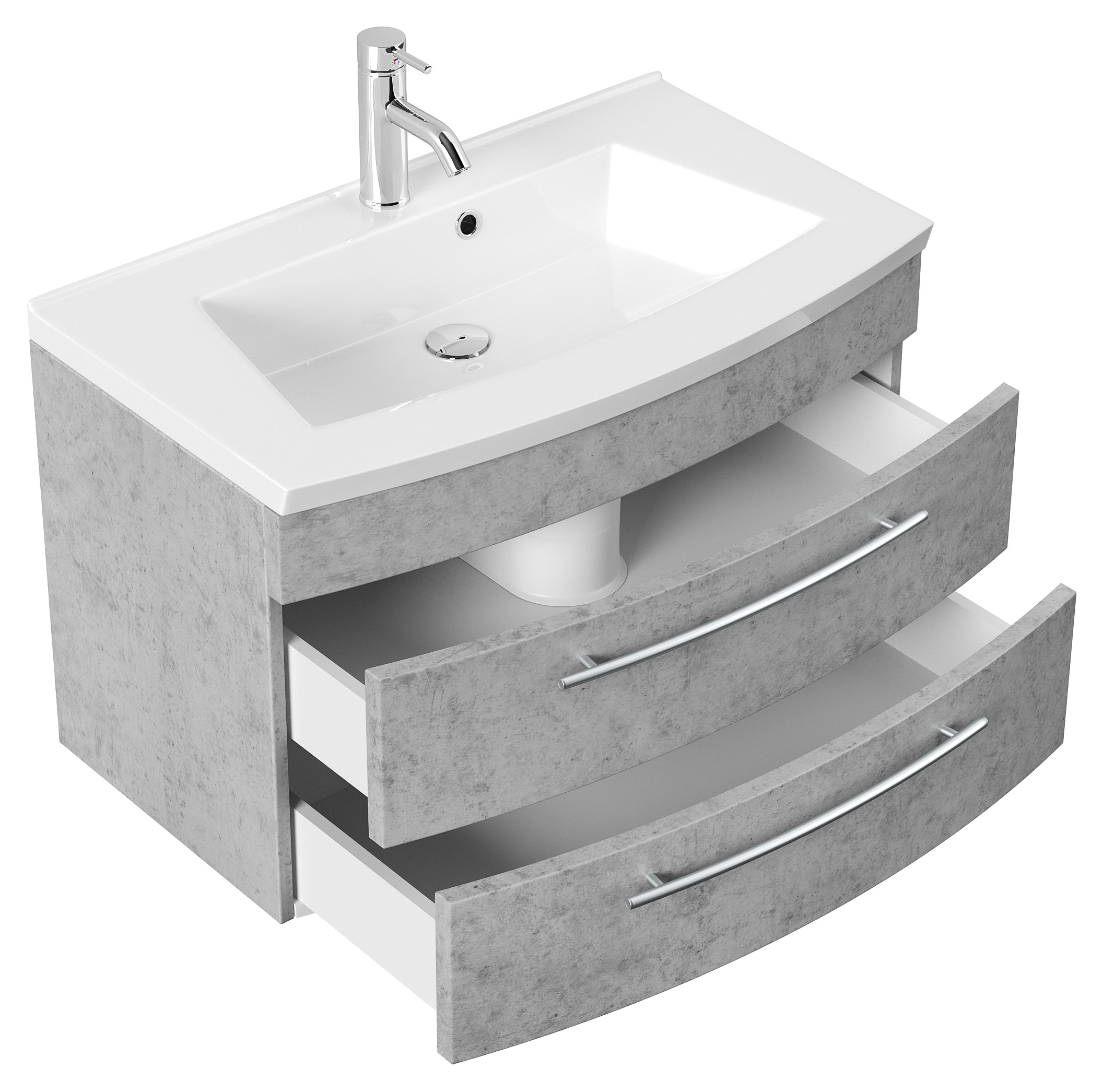 Badmöbel Bella 80 mit runder Front SoftClose beton
