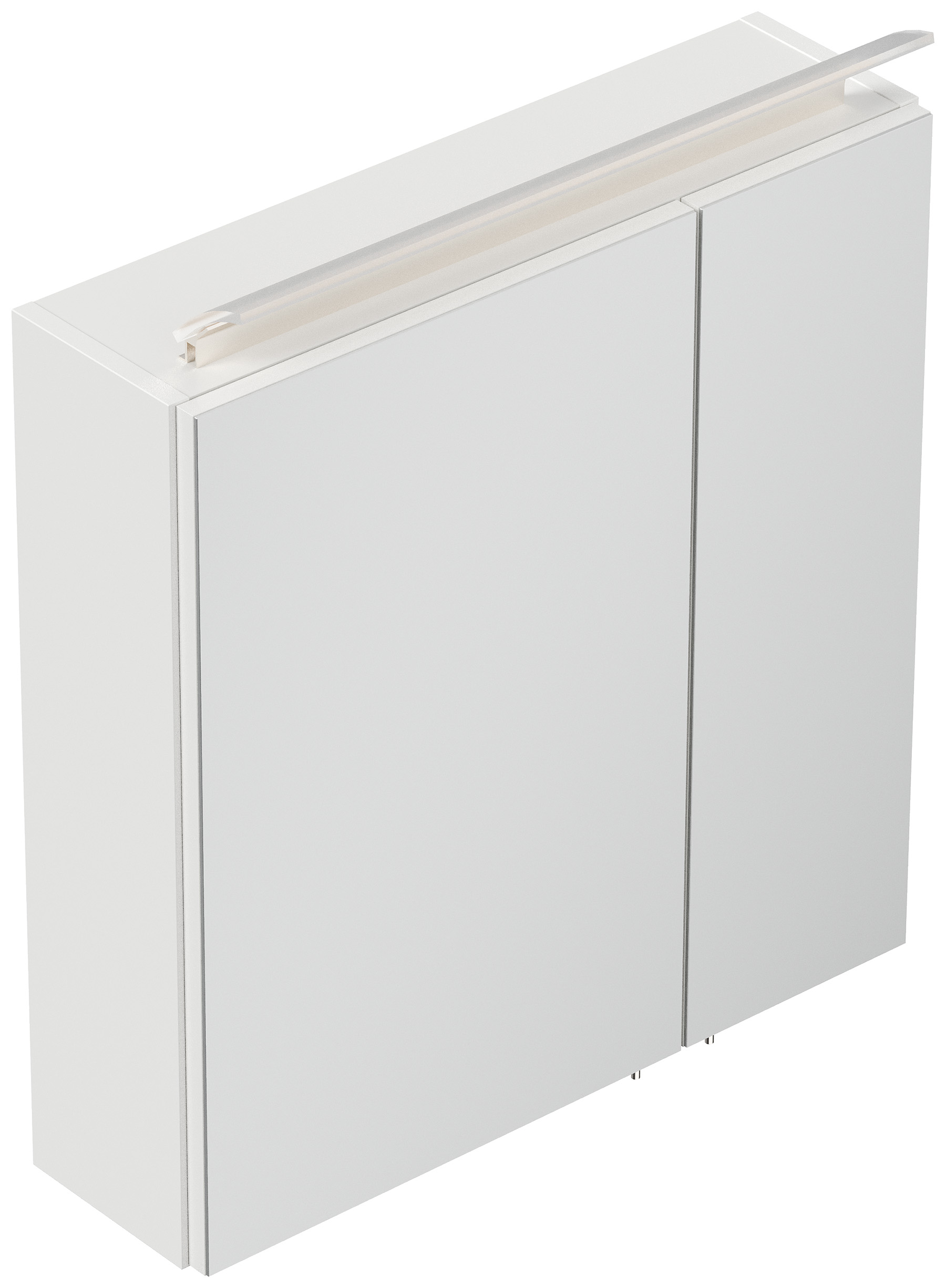 Spiegelschrank 60cm inkl. Design LED-Lampe und Glasböden weiss hochglanz