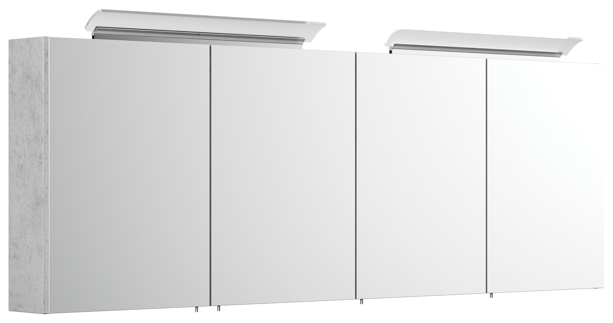 Spiegelschrank 180cm mit Acryl-Lampe und Glasböden Beton