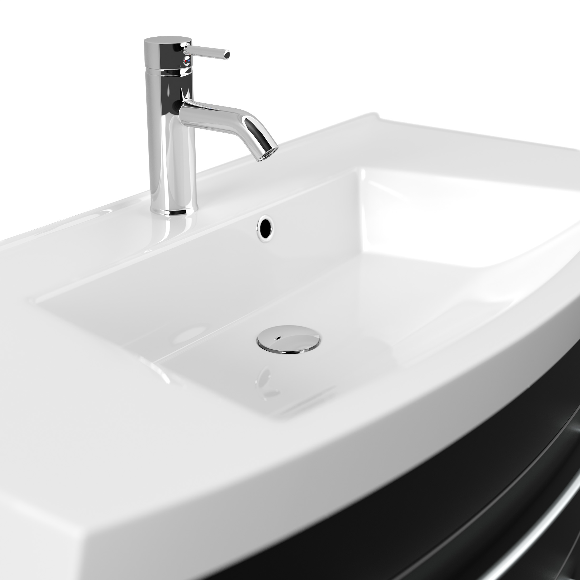 Badmöbel Bella 100 mit runder Front SoftClose schwarz