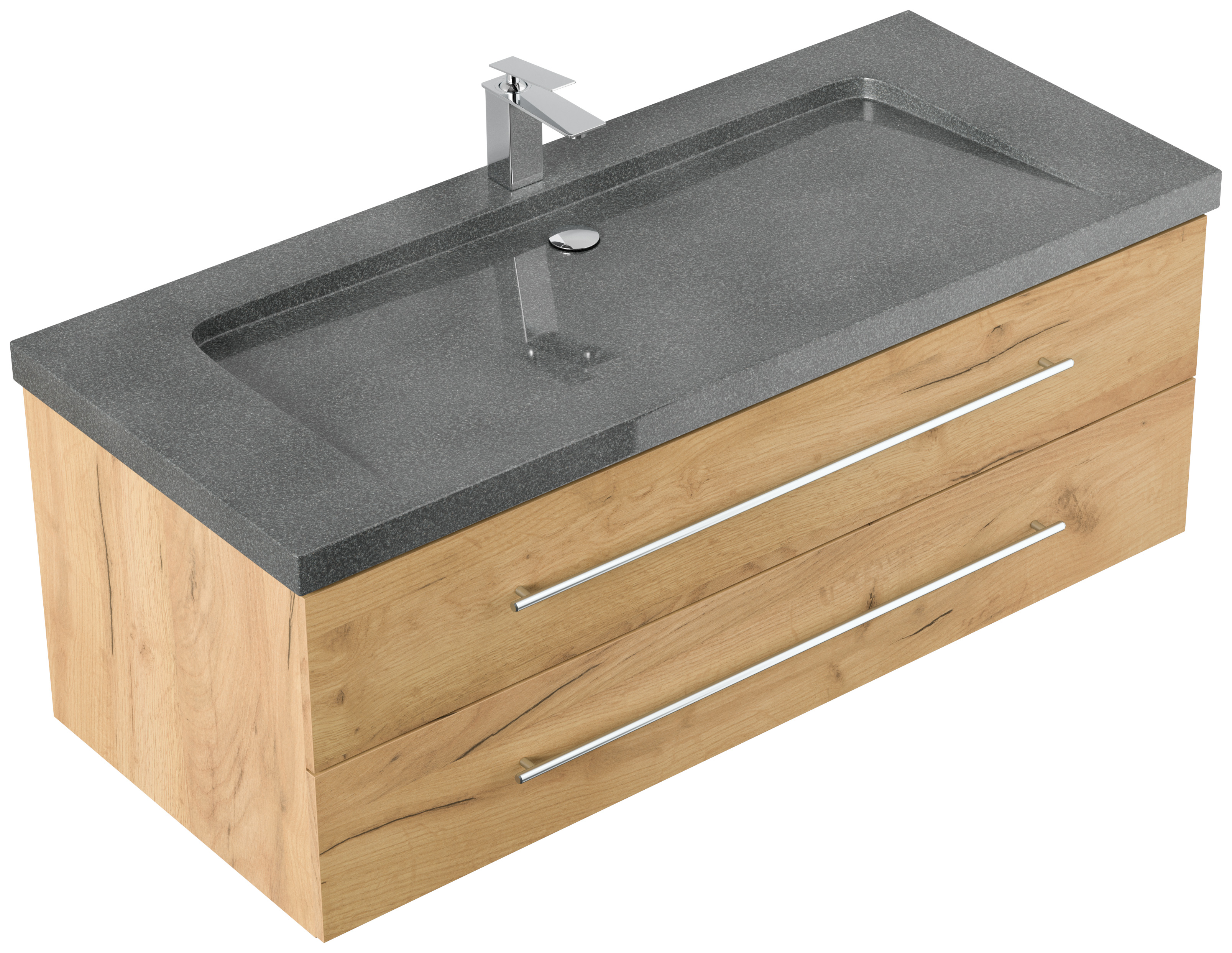 Badmöbel Granit G654 Damo 130 cm 1 Hahnloch SoftClose eiche gold