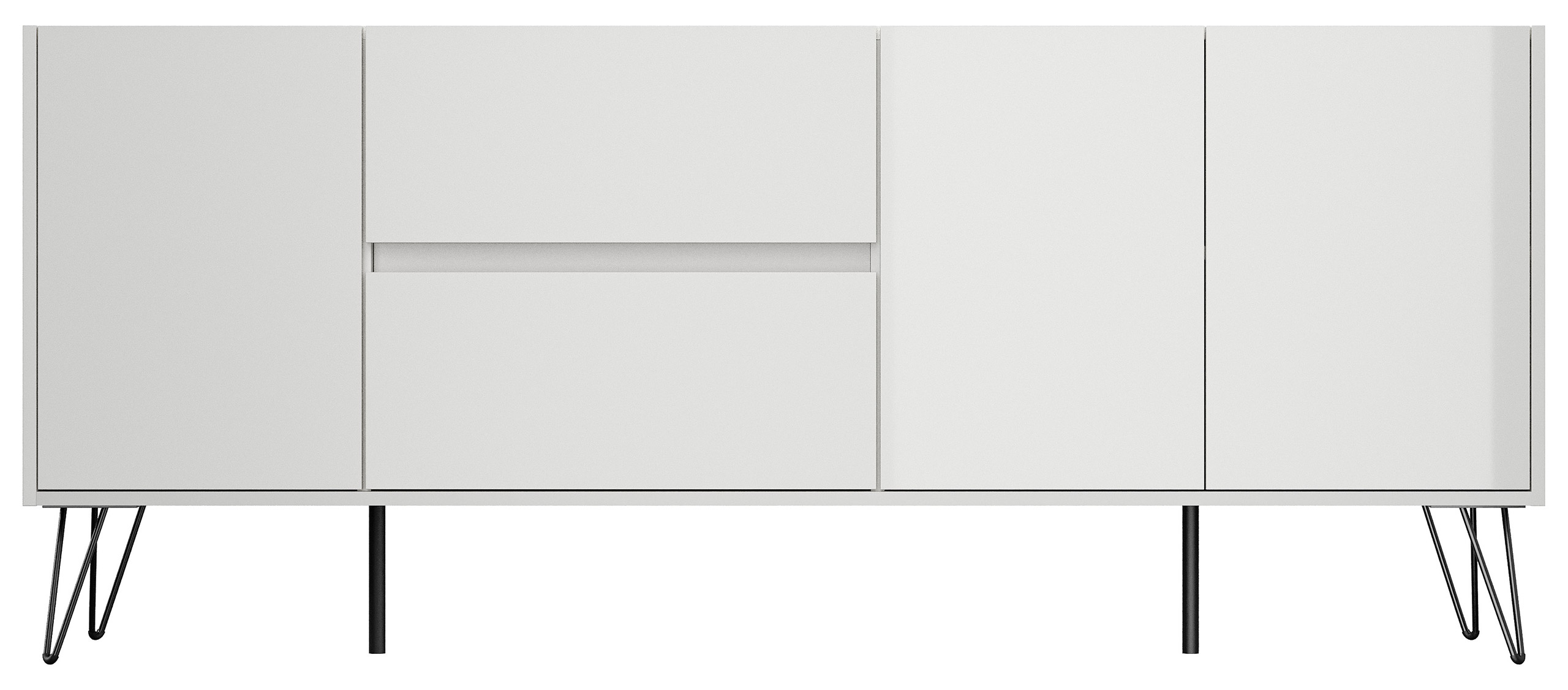 Raumwunder XL Sideboard Kommode Pharo 180cm 2 SoftClose 3 Türen Weiß hochglanz
