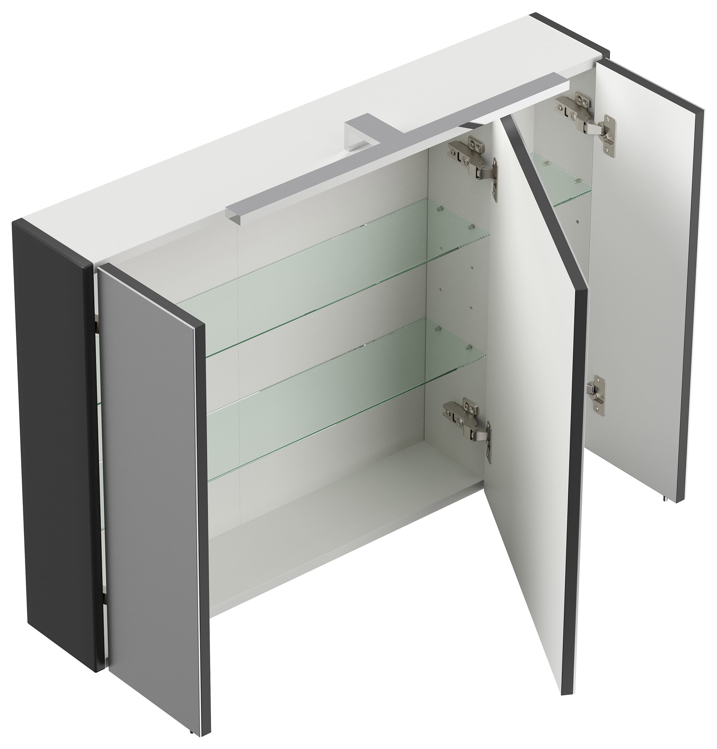 Spiegelschrank 90cm inkl. Design LED-Lampe und Glasböden eiche hell