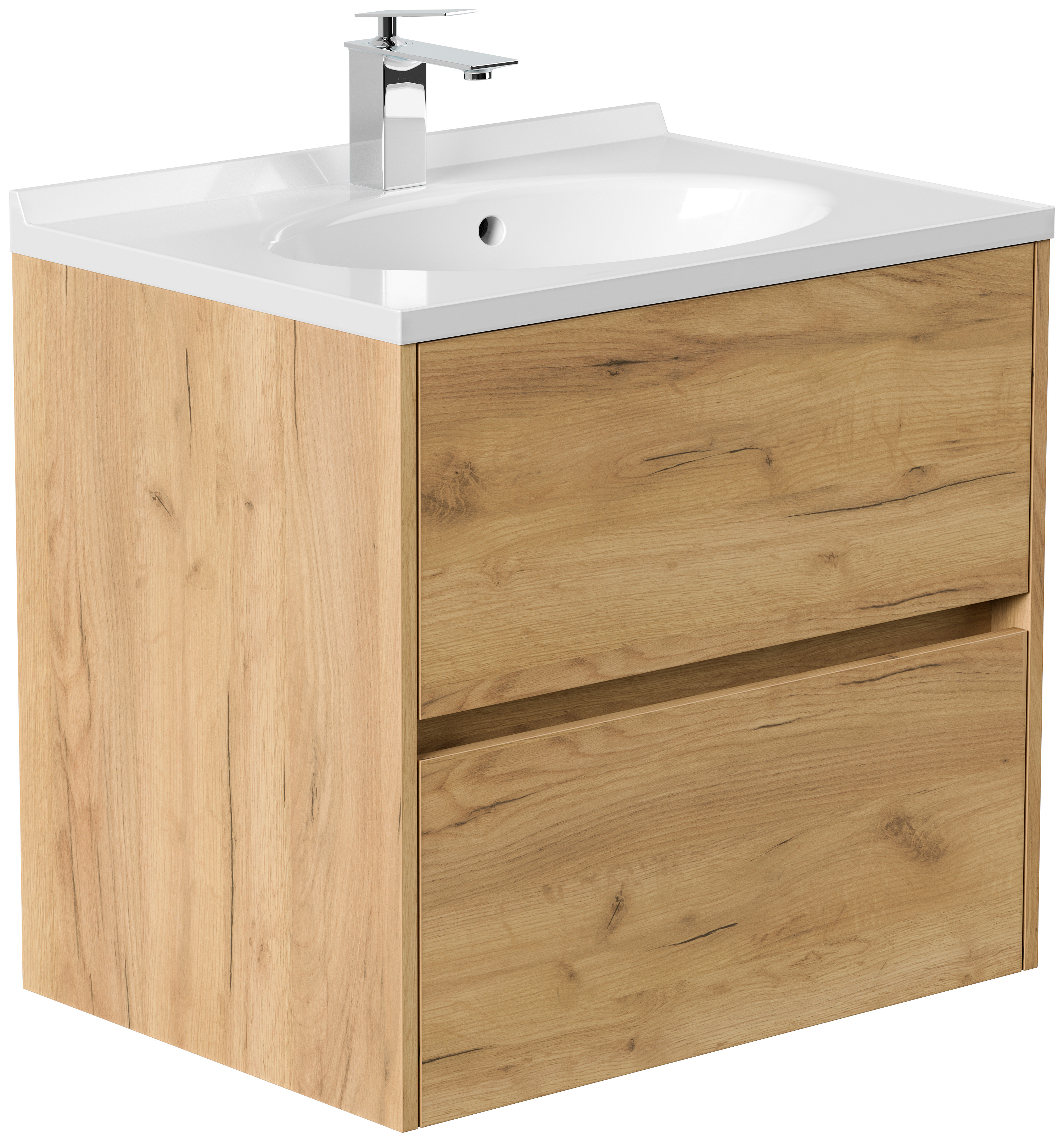 Badmöbel Rina & Waschtisch 70cm 2 Greifraum SoftClose Auszüge eiche gold