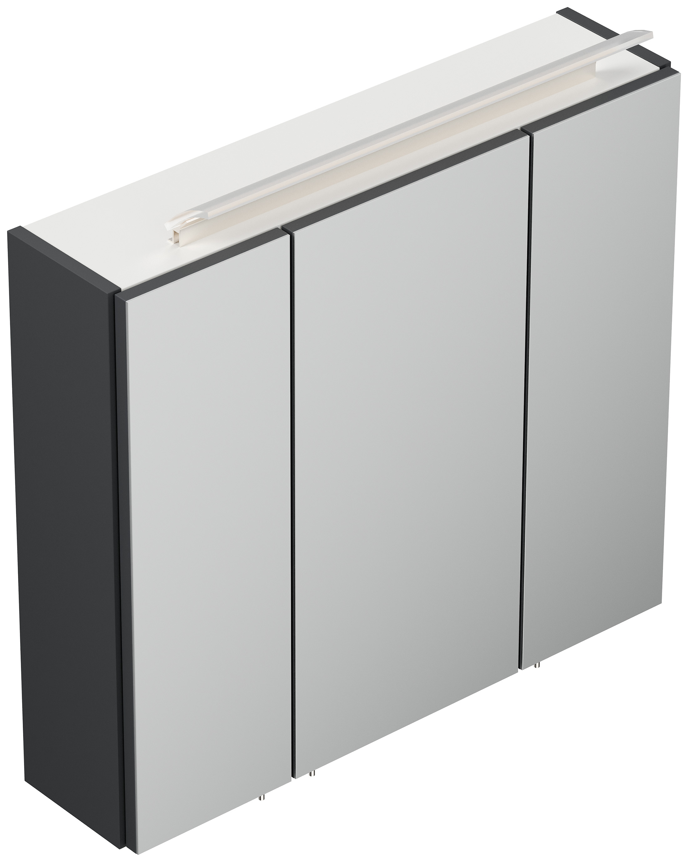 Spiegelschrank 70cm inkl. Design LED-Lampe und Glasböden grafit