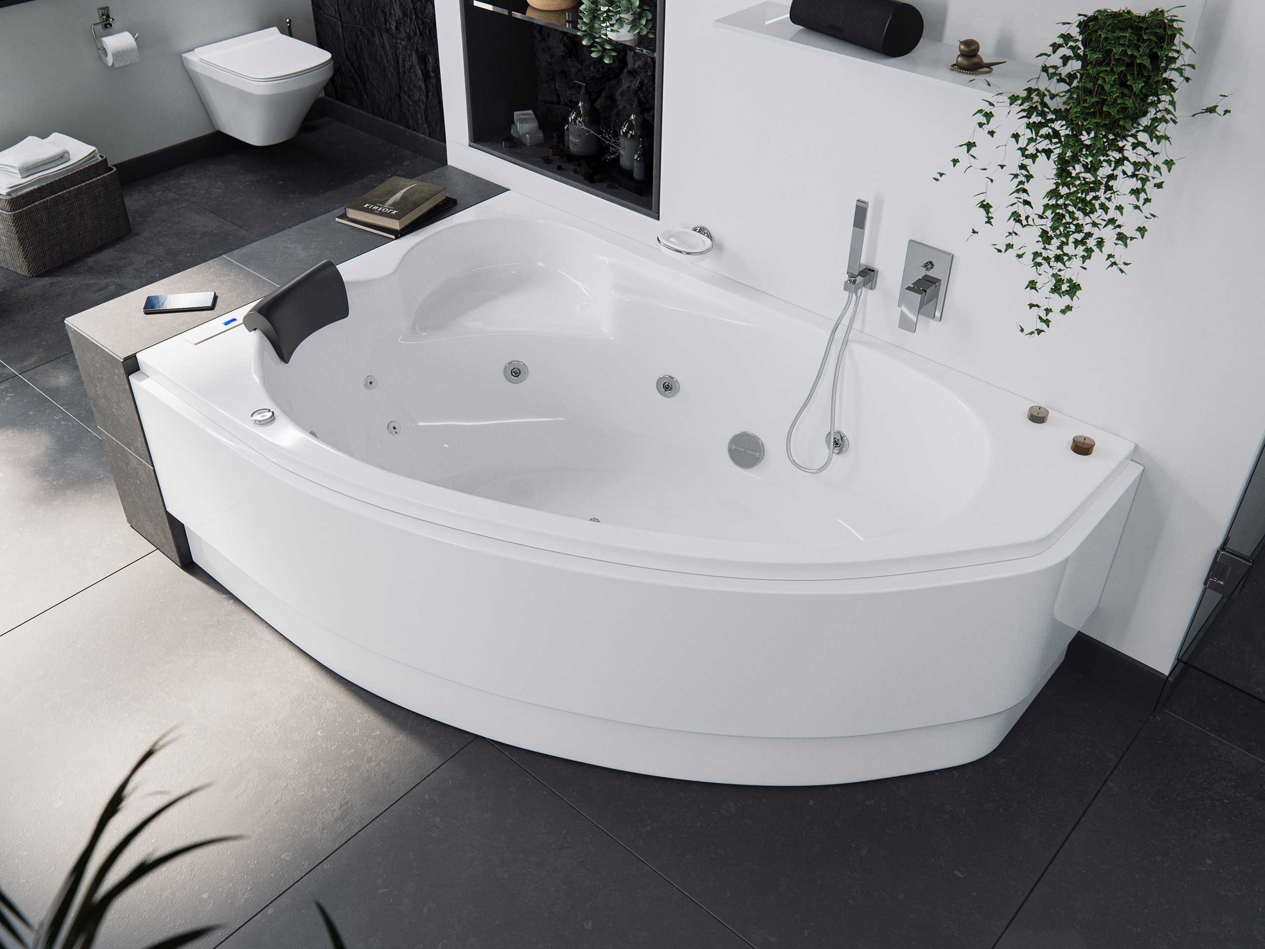 Whirlpool Constantin 170x110 links Made in Germany 18 Düsen Befüllung Überlauf