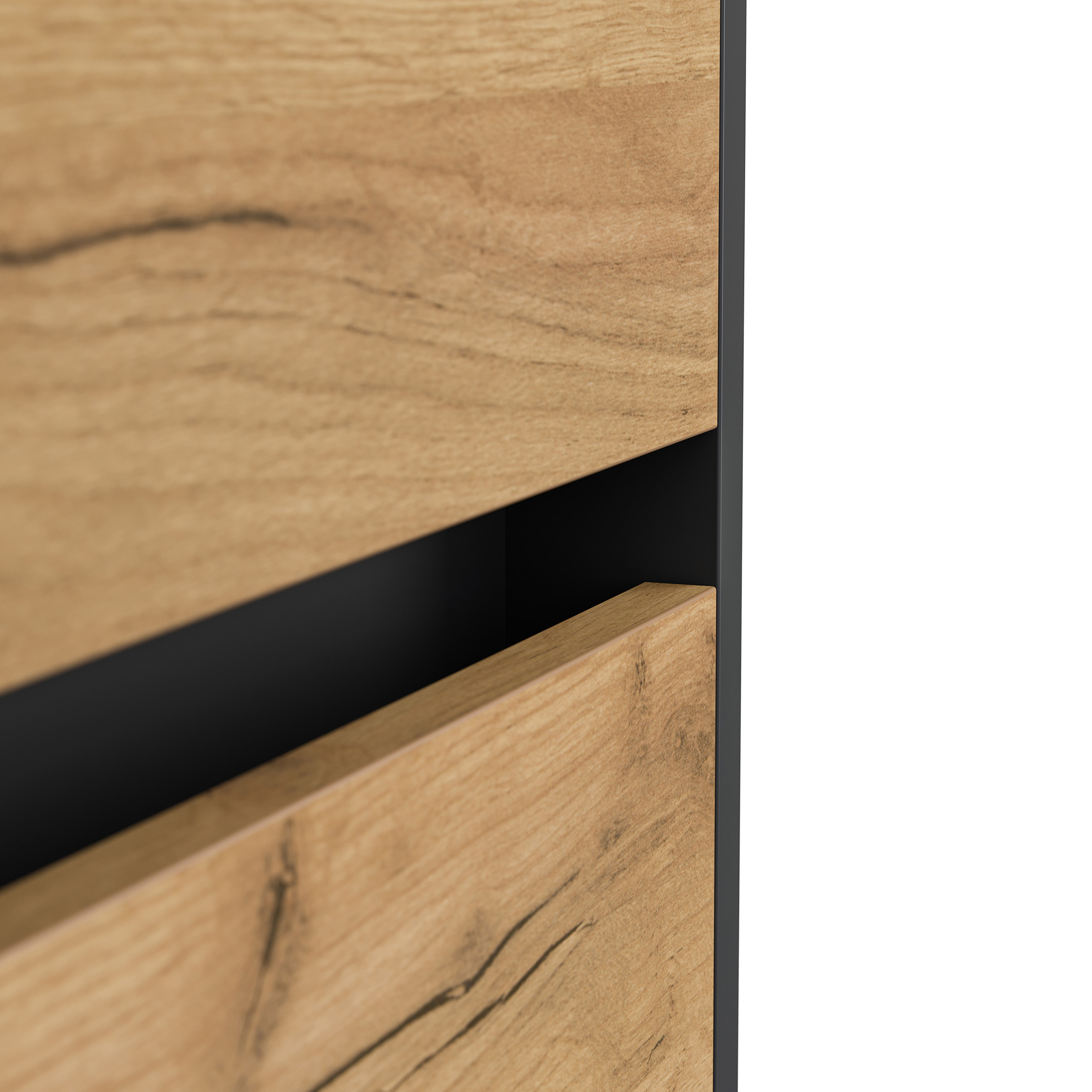 Sideboard Volo 120cm Greifraum 6 SoftClose Schubladen Grafit/Eiche Front