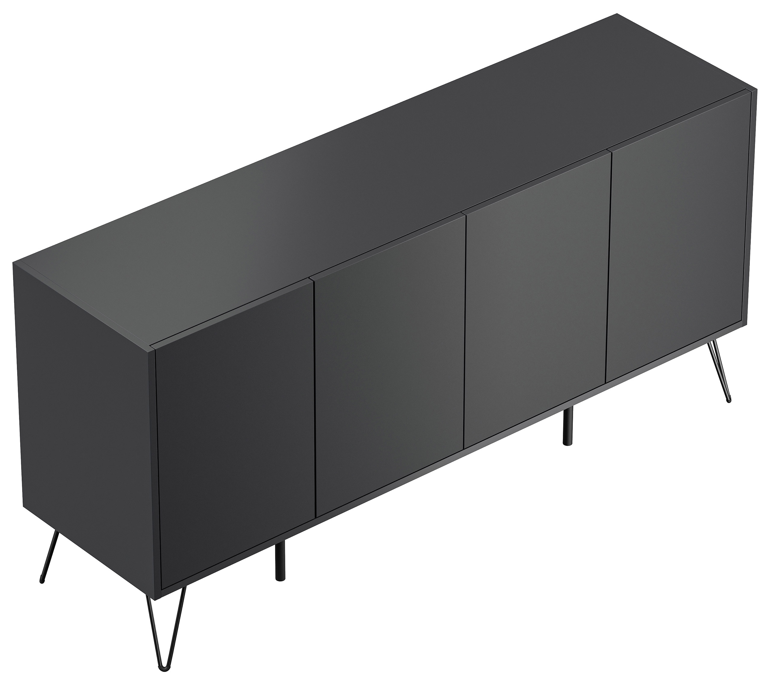 Raumwunder XL Sideboard Kommode Maxim 155cm stehend 4 Türen Grafit/Eiche Top