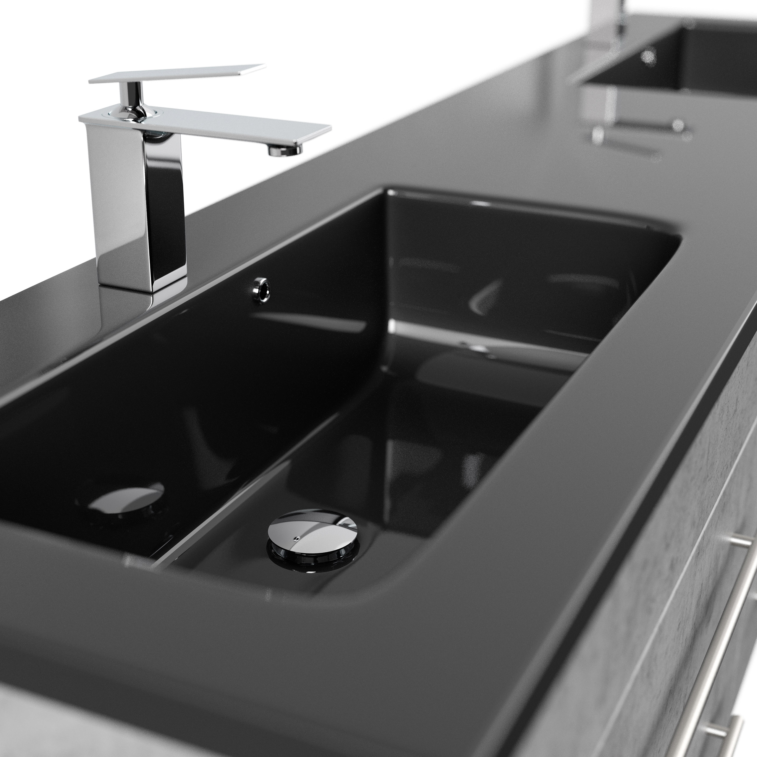 Badmöbel Compose 200 schwarzes Waschbecken SoftClose beton