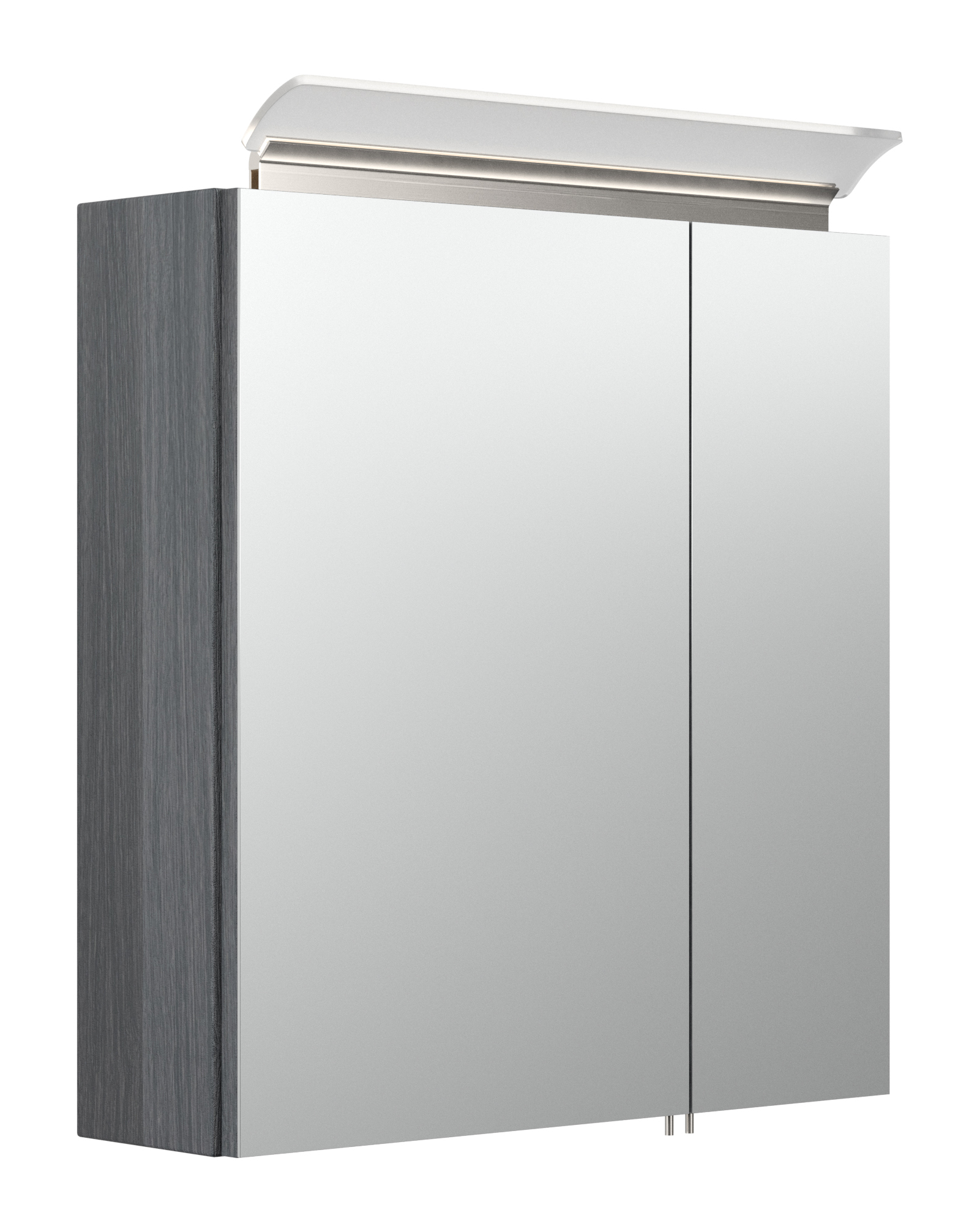 Spiegelschrank 60cm inkl. Design LED-Lampe und Glasböden anthrazit gemasert