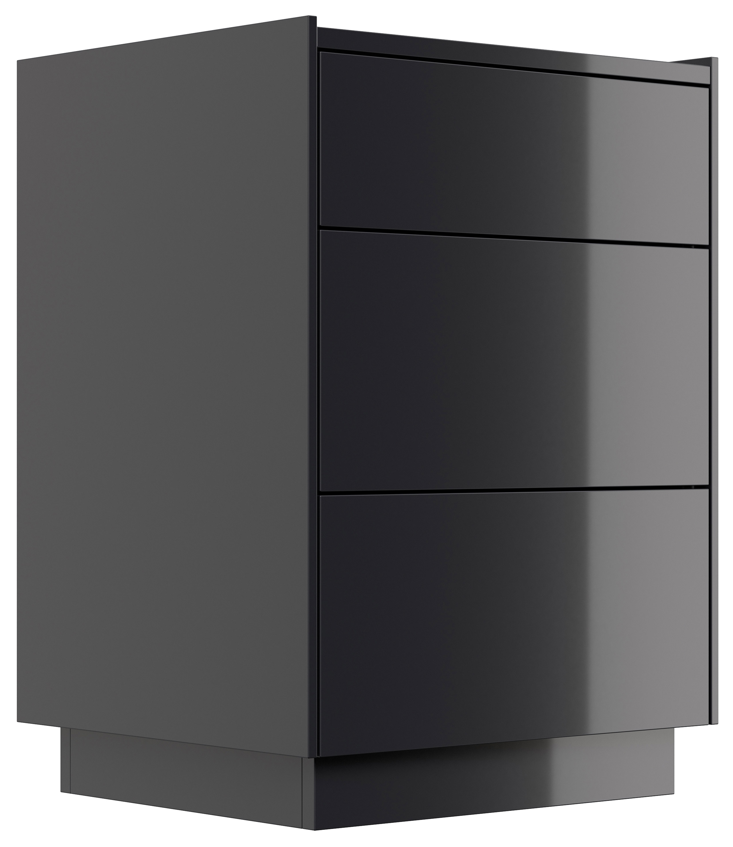Nachttisch Lux M 50cm, 3 Pushauszüge lackiert Grafit Hgl für Boxspringbett