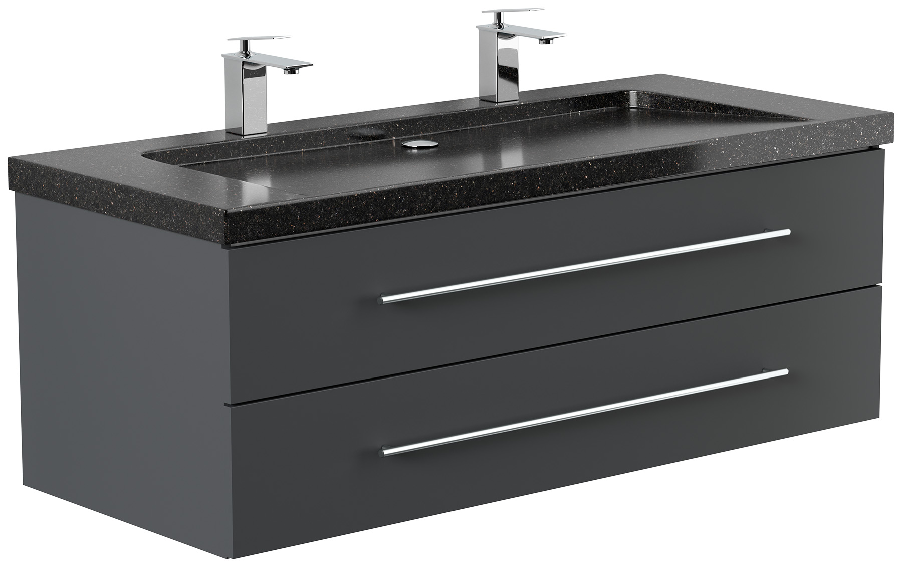 Badmöbel Granit Galaxy Black Damo 130 cm 2 Hahnlöcher SoftClose grafit