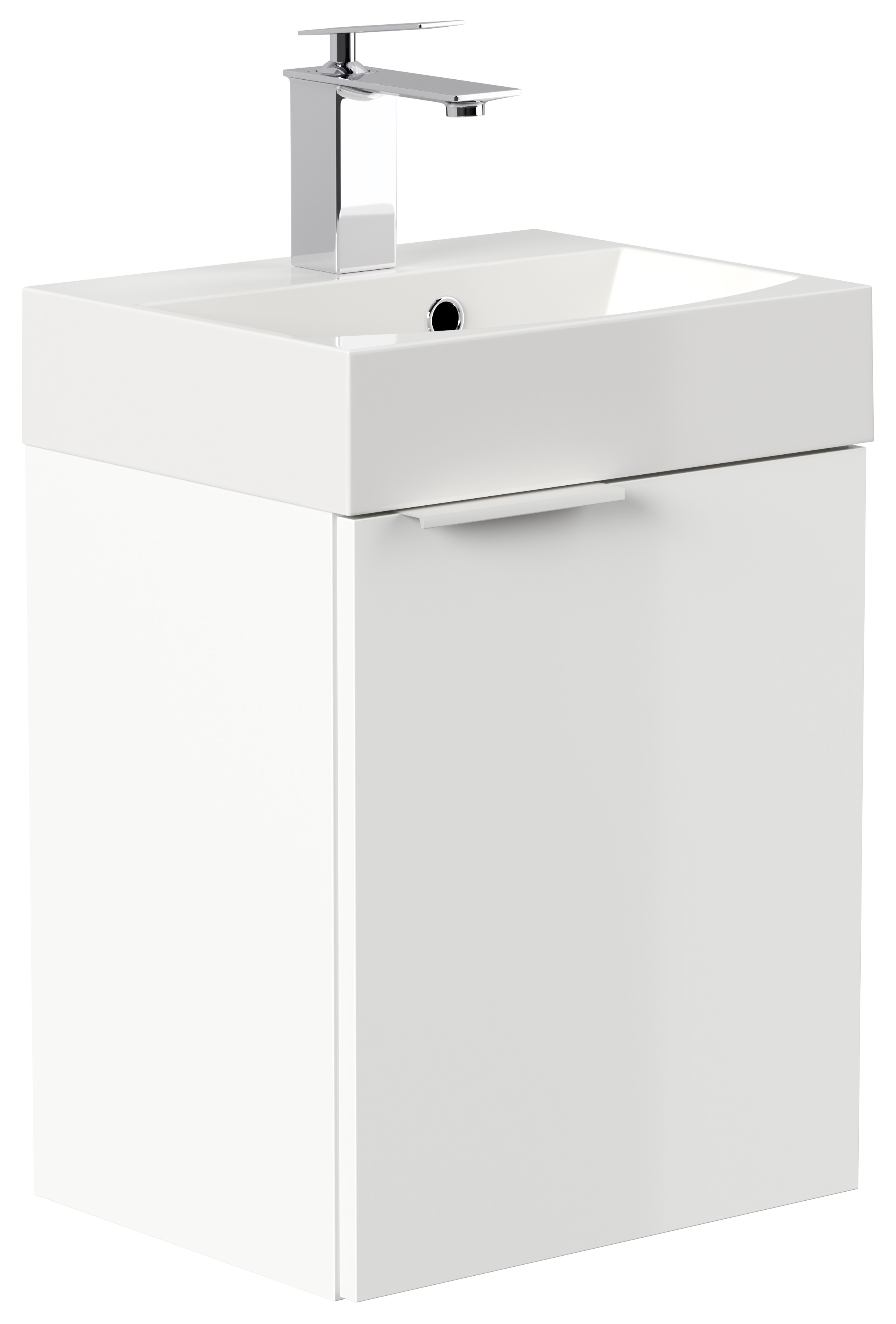 Gäste WC Badmöbel Kubus Slimline 40cm SoftClose weiß hochglanz