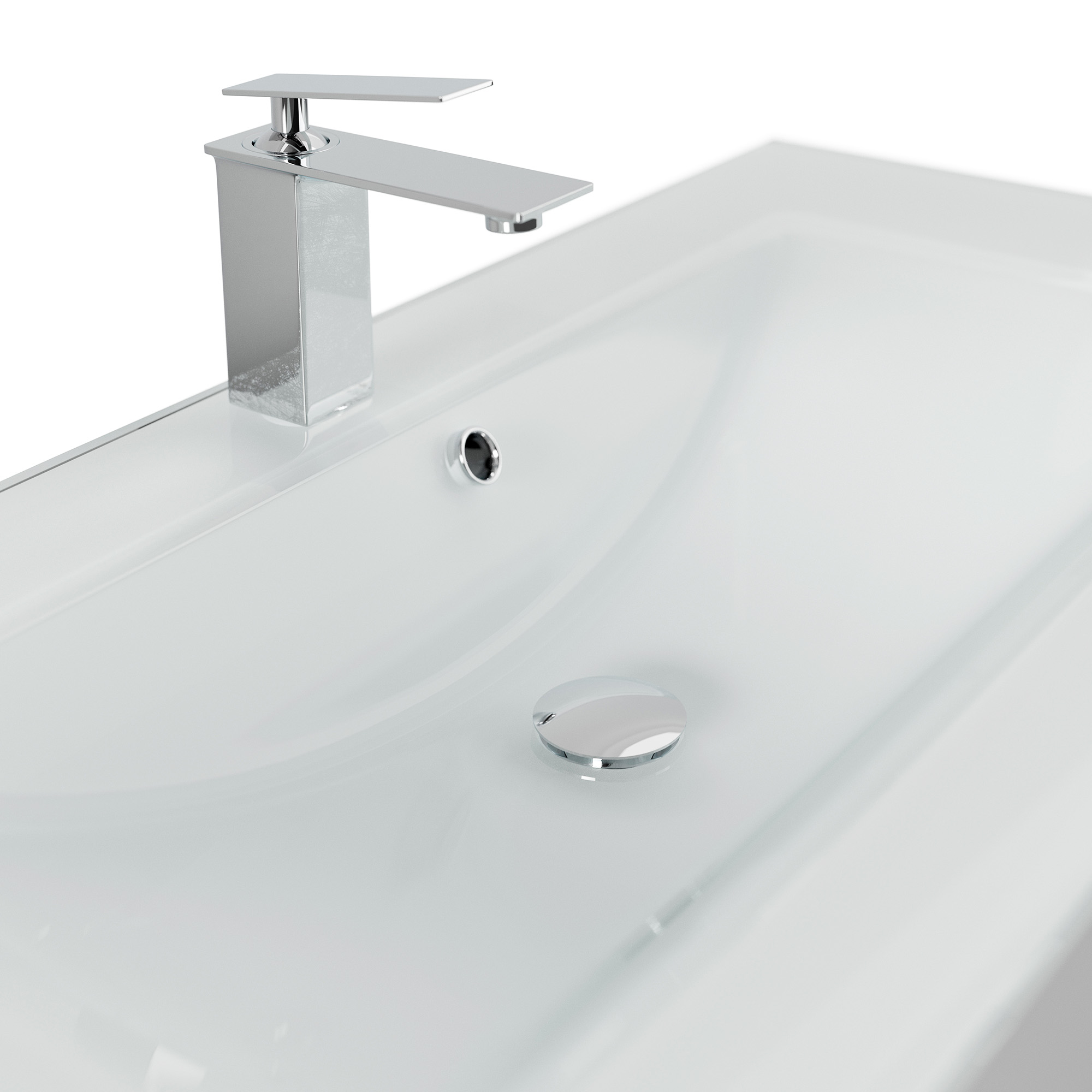 Badmöbel Vitro 1000 mit Glaswaschbecken SoftClose weiss hochglanz