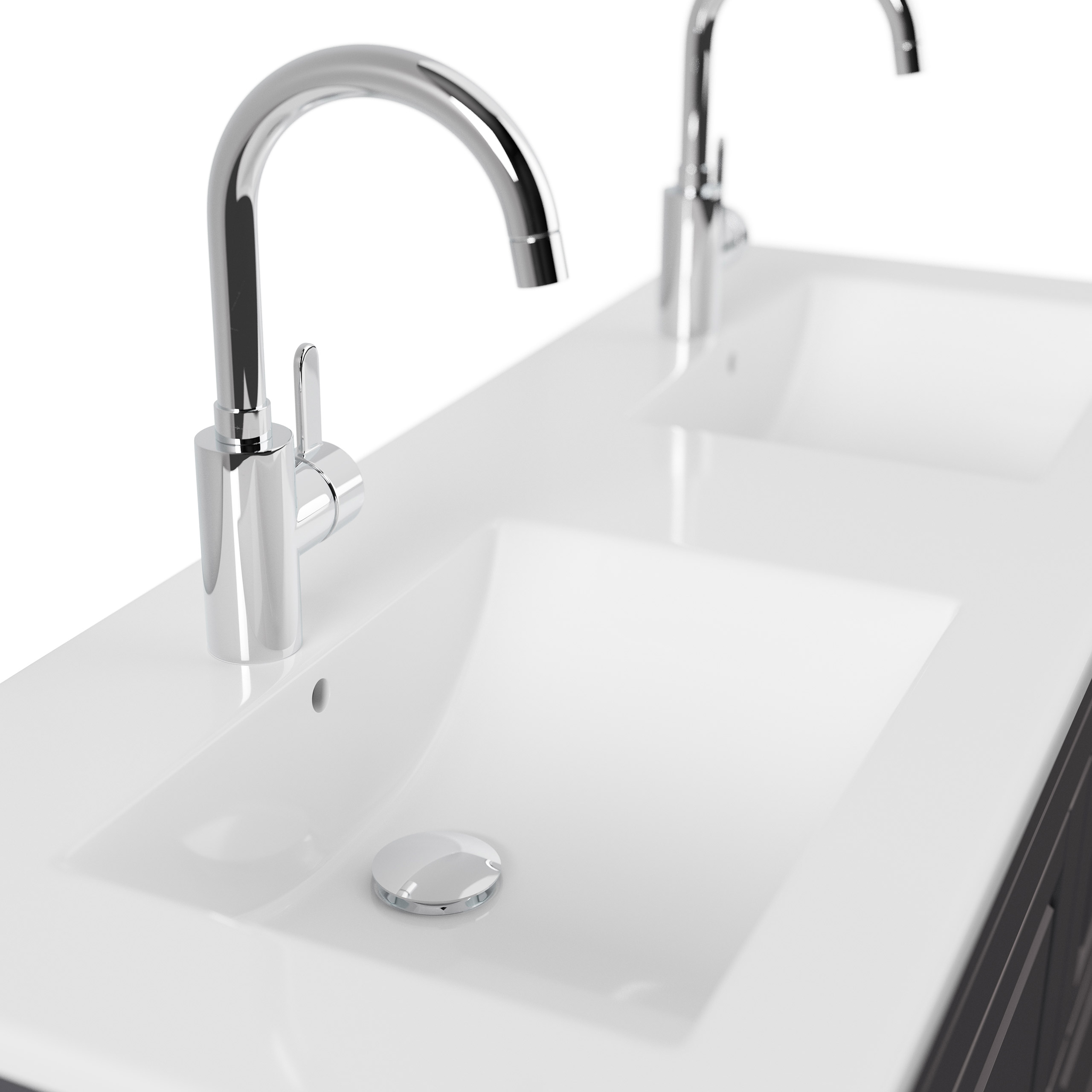 Badmöbel Helios Cottage Doppel-Waschbecken SoftClose anthrazit