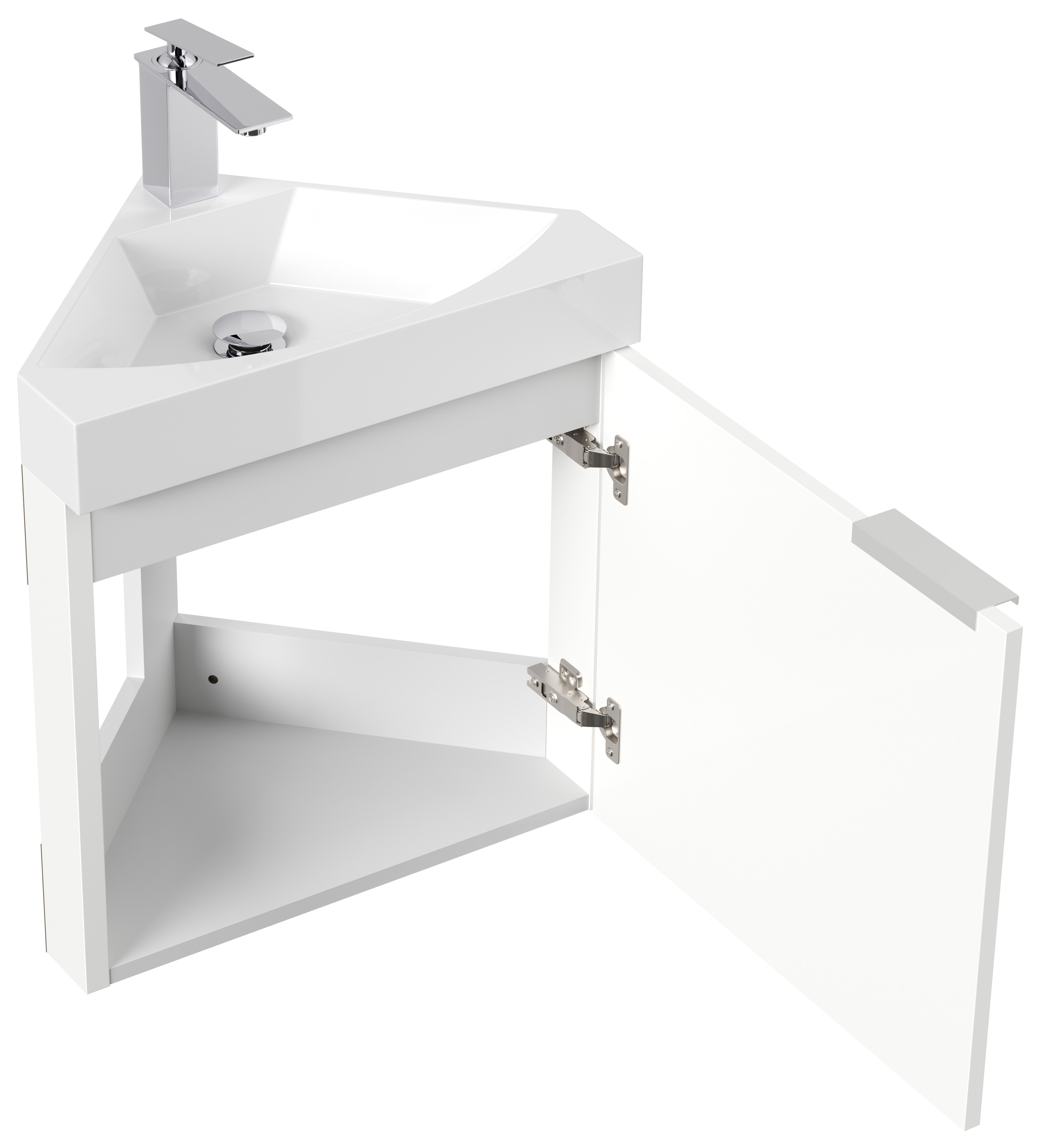 Gäste WC Eckbadmöbel Diamant Slimline Gästebad SoftClose weiß hochglanz