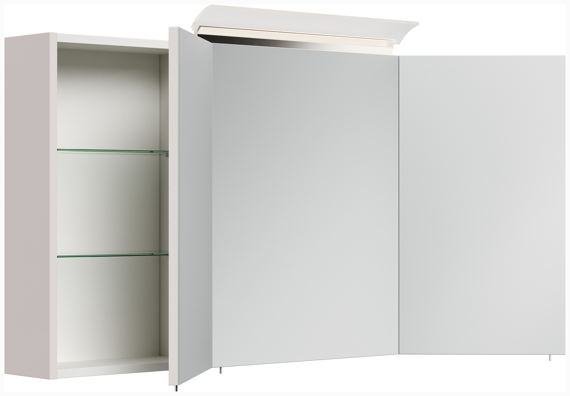Spiegelschrank 120cm inkl. Design LED-Lampe und Glasböden eiche gold