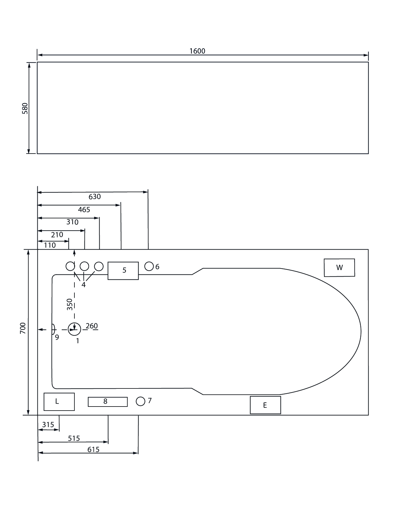 Rechteck Whirlpool Ocean 160x70 rechts Made in Germany 18 Düsen ohne Armatur