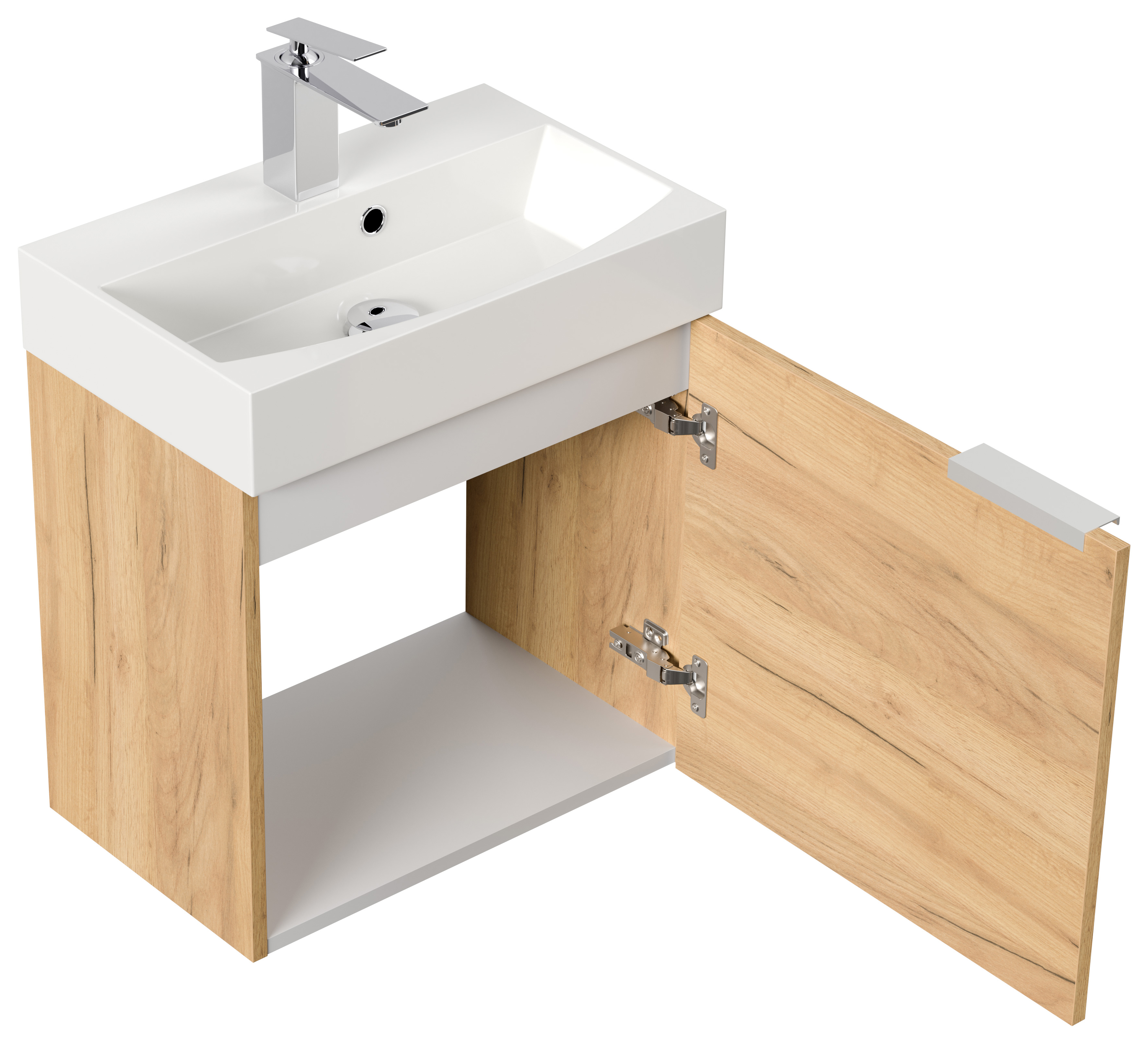 Gäste WC Badmöbel Kubus Slimline 50cm SoftClose eiche gold