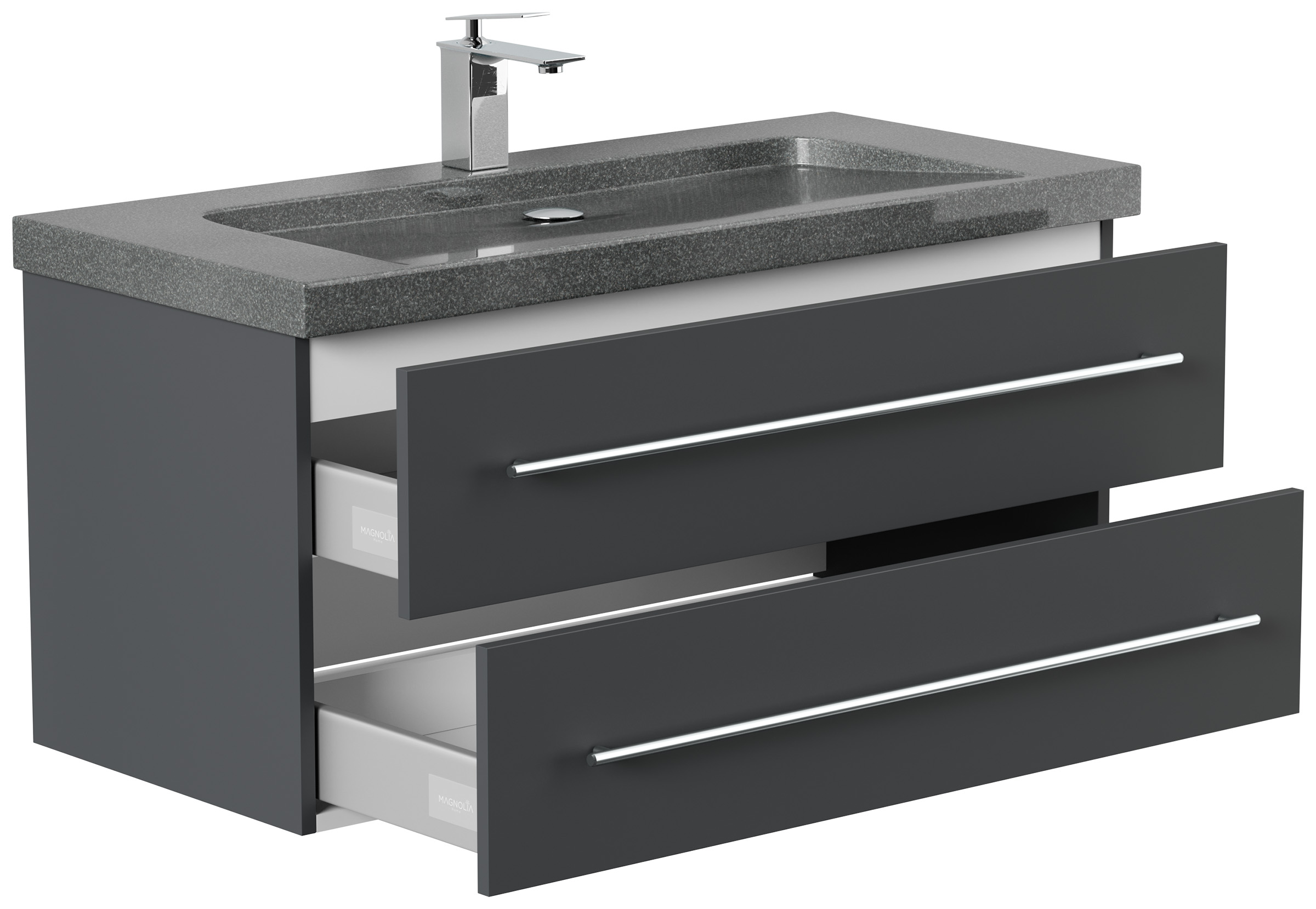 Badmöbel Granit G654 Damo 100 cm 1 Hahnloch SoftClose grafit