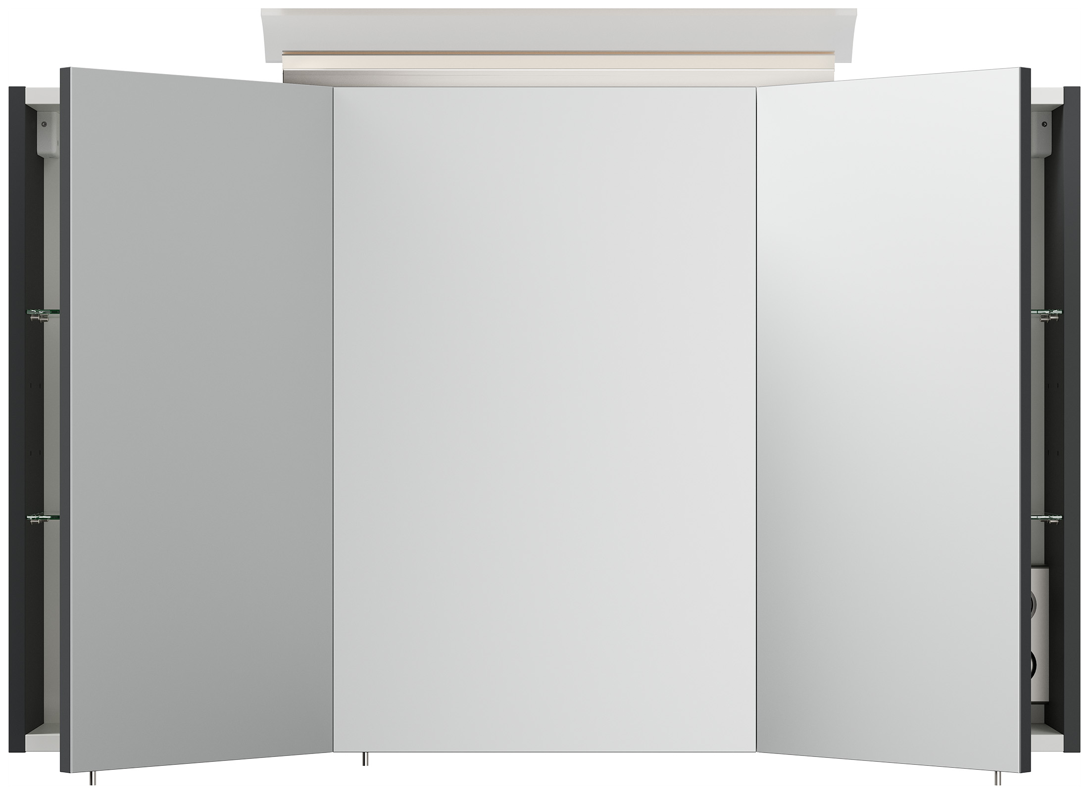 Spiegelschrank 100cm inkl. Design LED-Lampe und Glasböden grafit