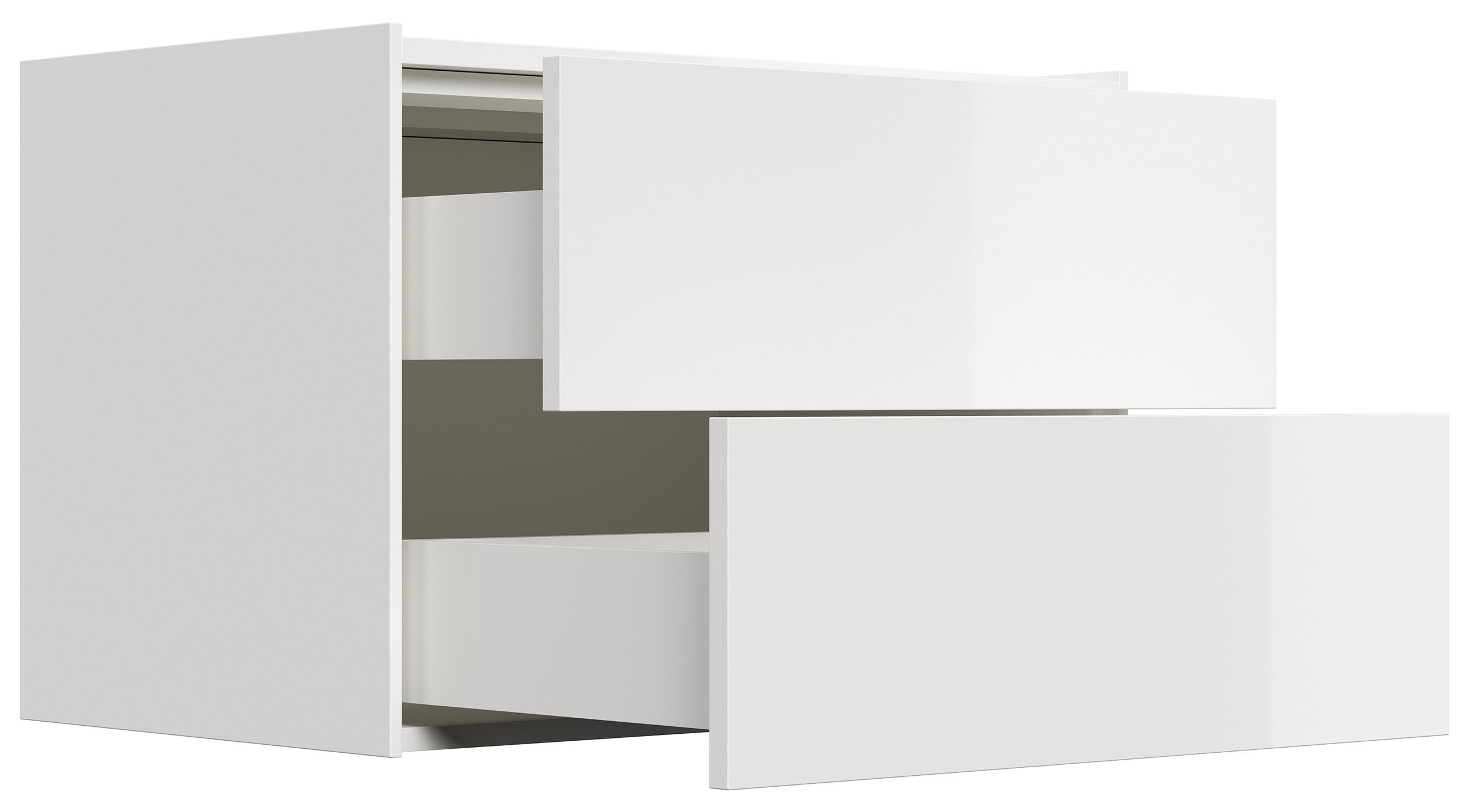 Design Nachttisch Kommode Somnia XL 70cm, 2 Pushauszüge lackiert Weiß Hgl